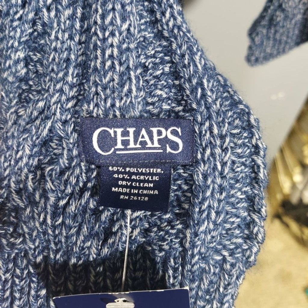 Chaps Ralph Lauren Men's Chaps knitted blue scarf Size ONE SIZE - 3 Thumbnail
