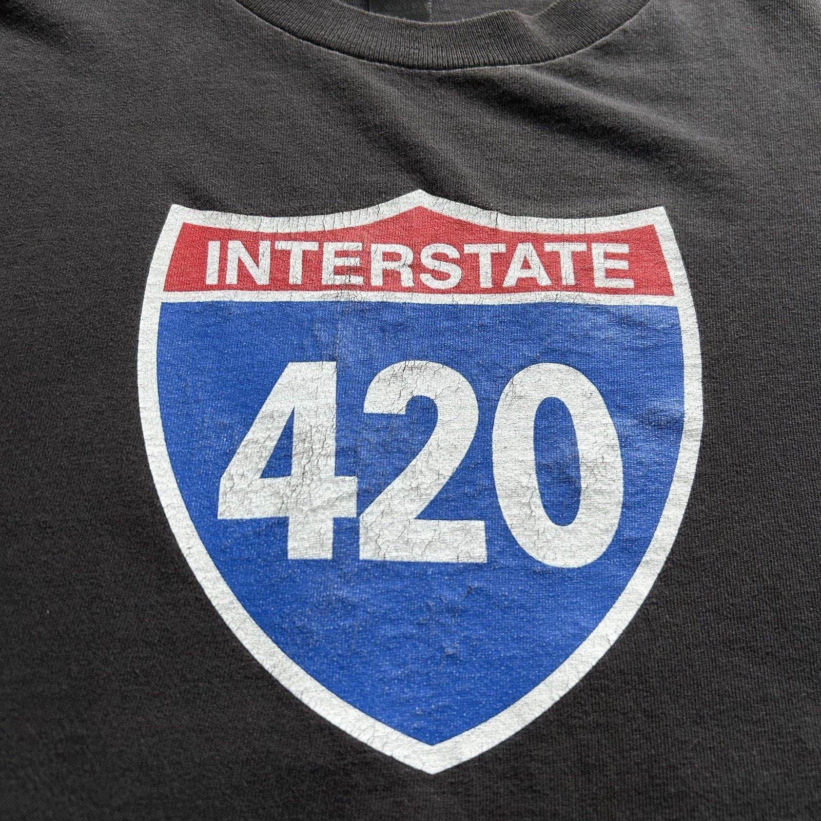 Vintage Vintage 420 Interstate Shirt Large Faded Black Funny Parody Size US L / EU 52-54 / 3 - 3 Thumbnail