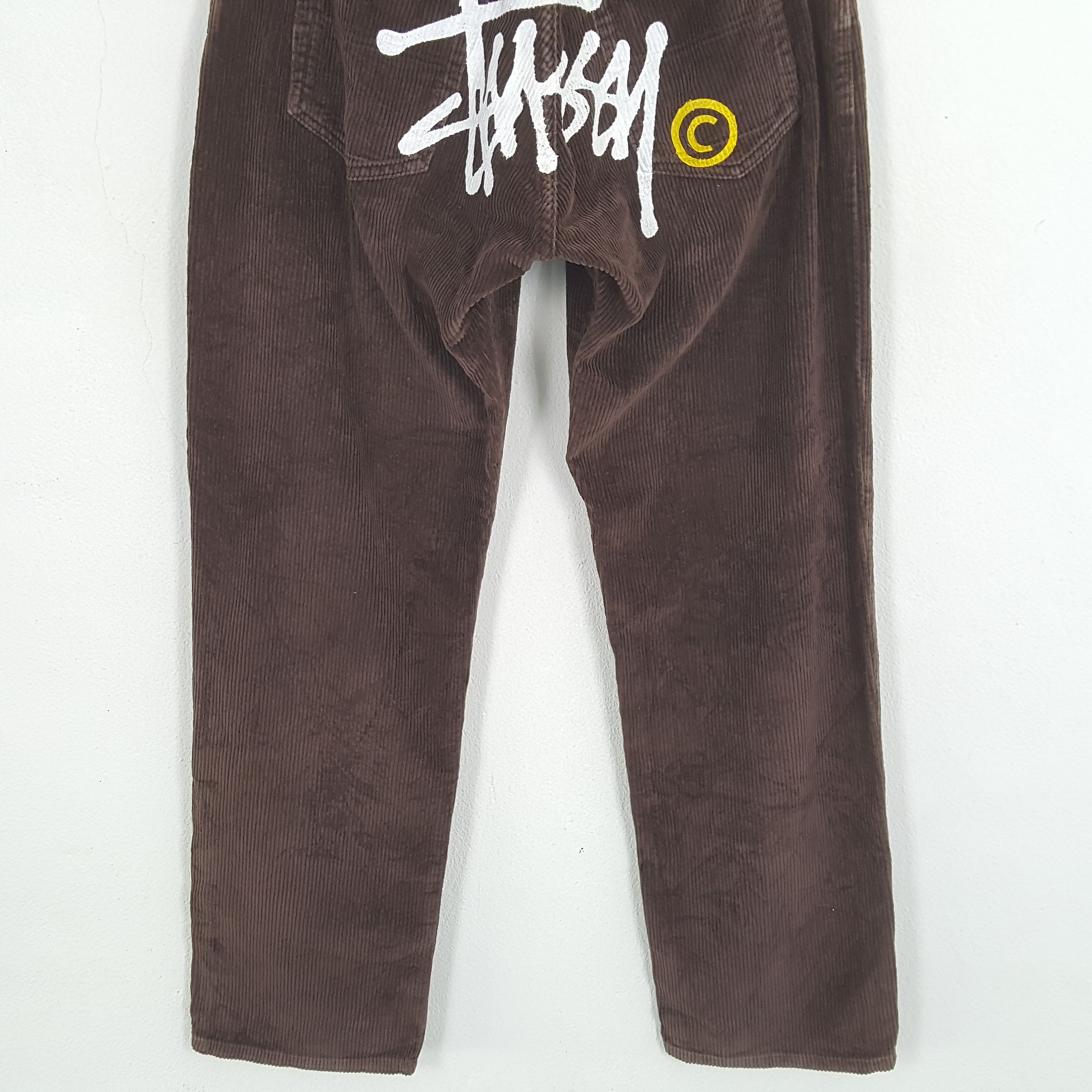 Stussy × Vintage Vintage STUSSY Streetwear Skateboard Big Logo Corduroy Pant Size US 27 - 3 Thumbnail