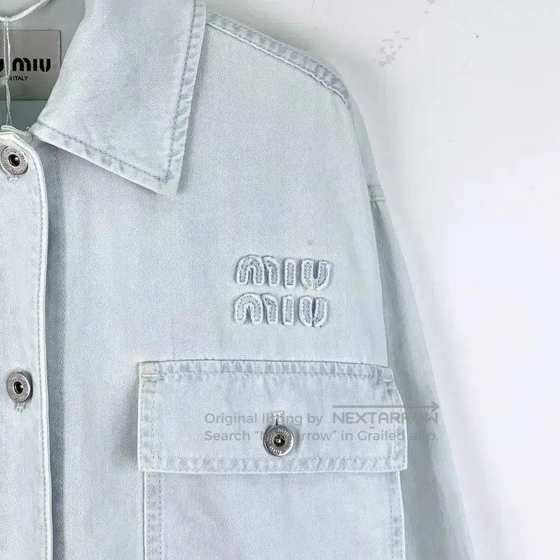 Miu Miu Miu Miu Light Blue Cotton Women's Jacket . Size XS / US 0-2 / IT 36-38 - 2 Thumbnail