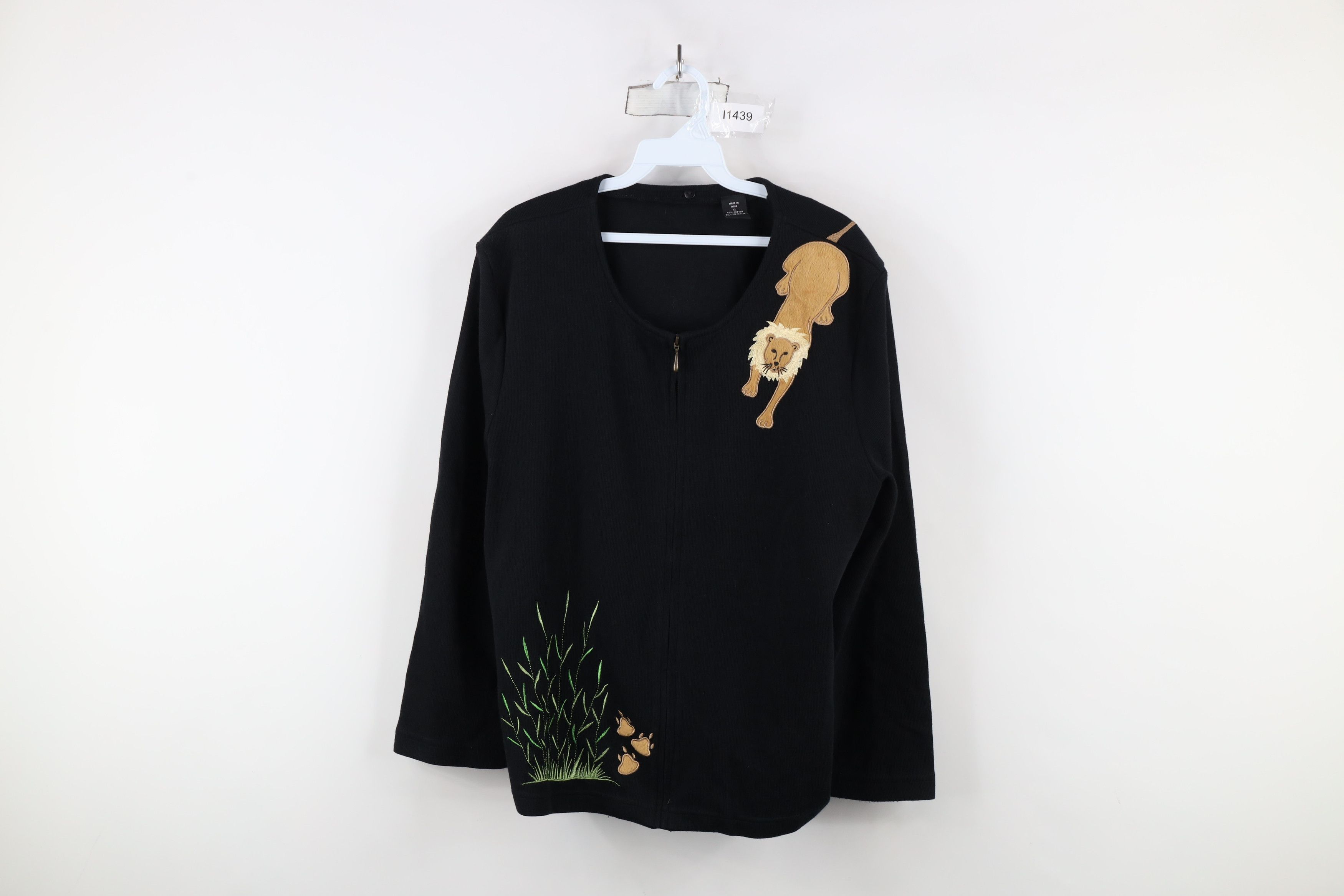 Vintage Vintage 90s Y2K Streetwear Knit Safari Lion Cardigan Sweater Size XL / US 12-14 / IT 48-50 - 1 Thumbnail