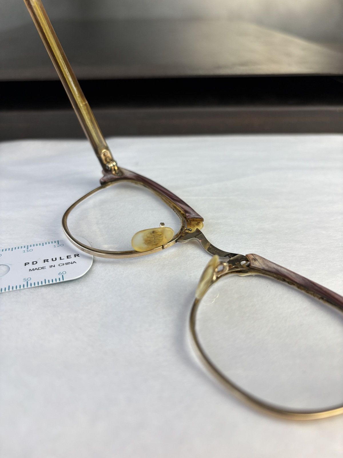 Vintage 1950s Glasses Frame Vintage Eyeglasses Horn Rim GF Gold Fill Size ONE SIZE - 11 Thumbnail