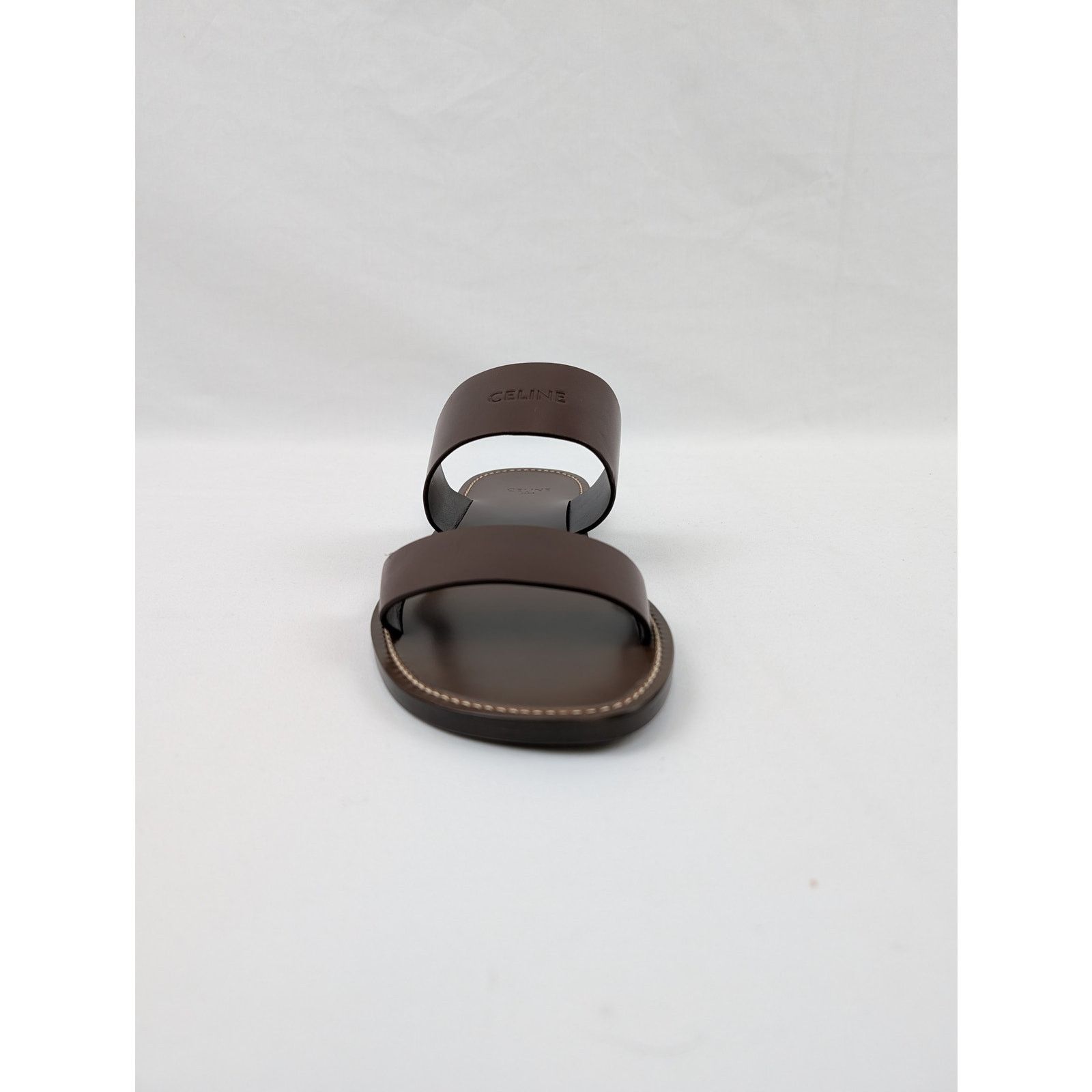 Celine o1rshd1 Calfskin-Vegetal Tanning Slides Slipper Dark Brown Size US 9 / EU 42 - 9 Thumbnail