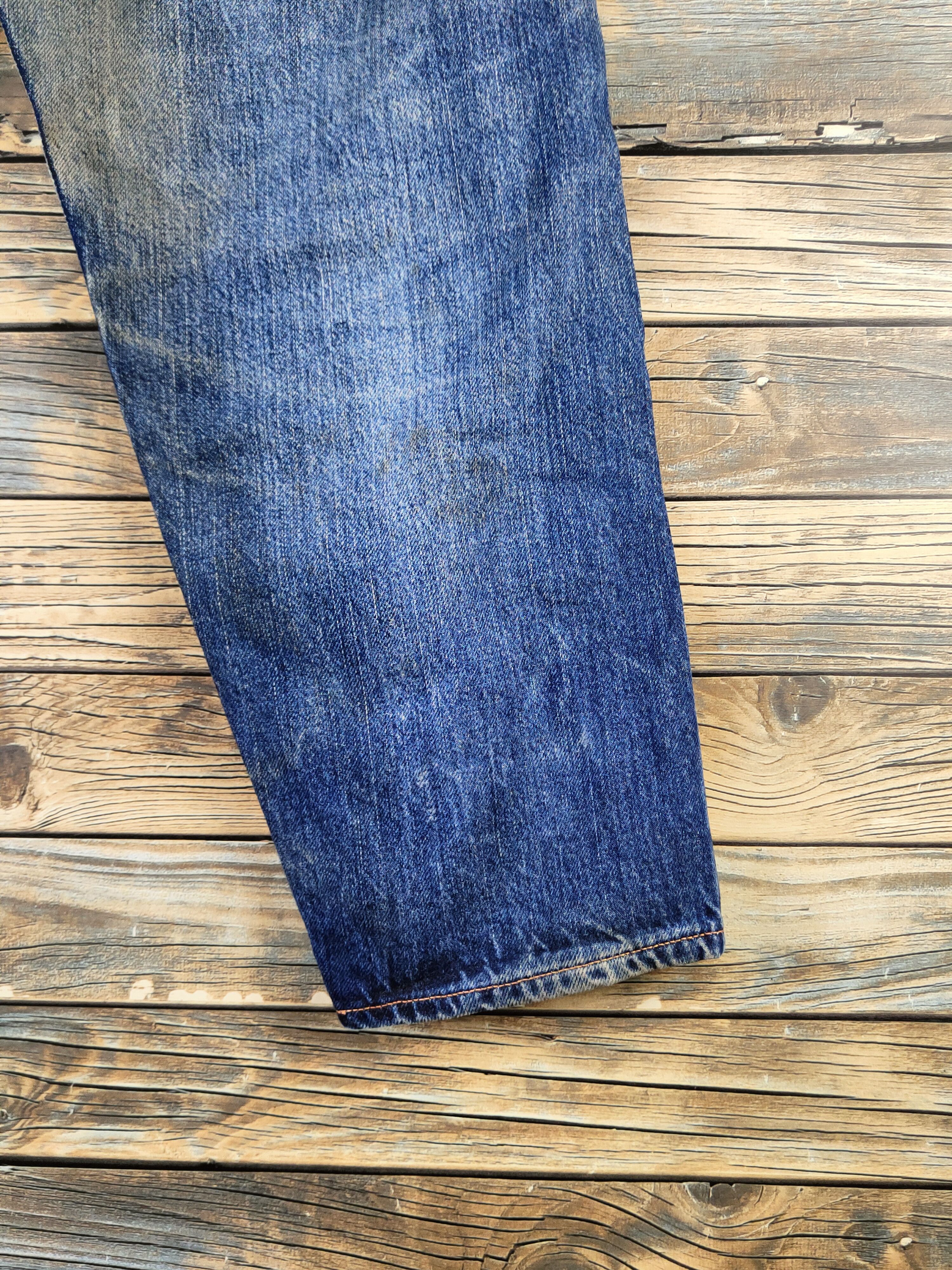 Japanese Brand DL D.M.G Dark Blue Distressed Ripped denim Jeans #46-959 Size US 28 / EU 44 - 11 Thumbnail