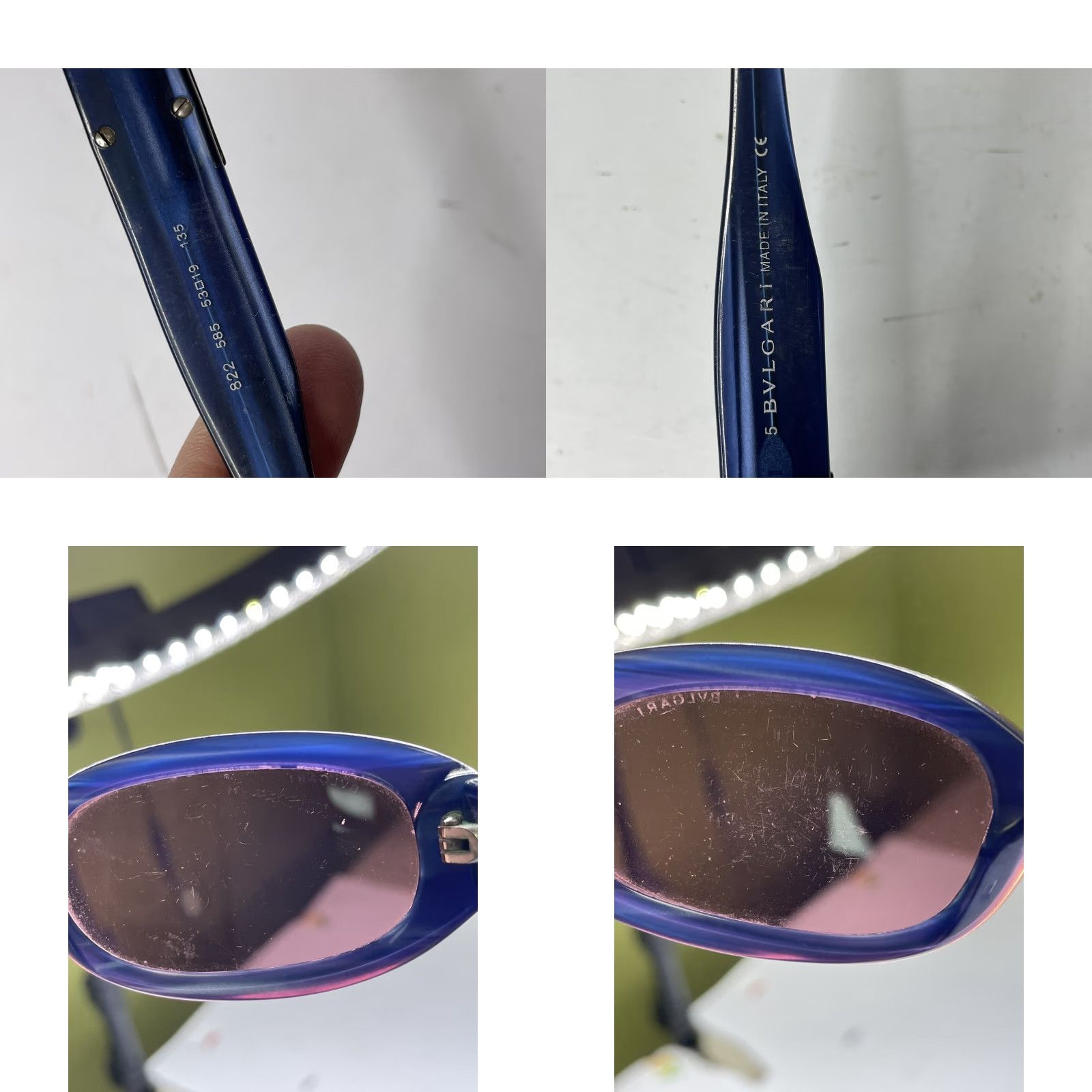 Bvlgari BVLGARI Womens Sunglasses Designer Blue 822 Rectangle 1990s Y2K Vintage Back square logo glued Size ONE SIZE - 8 Thumbnail