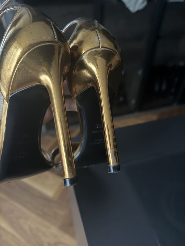 Saint Laurent Paris Saint Laurent Gold Heels Size US 6 / IT 36 - 4 Thumbnail