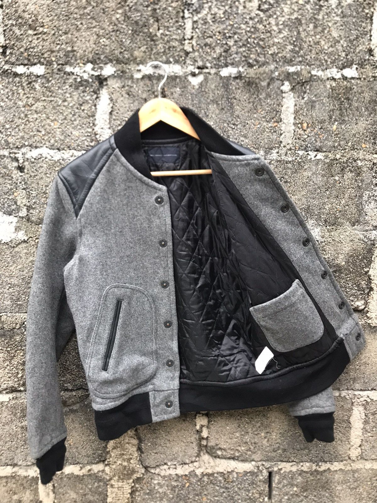 NANO universe 🔥Nano Universe Black Leather Button Varsity Jacket Size US S / EU 44-46 / 1 - 9 Thumbnail