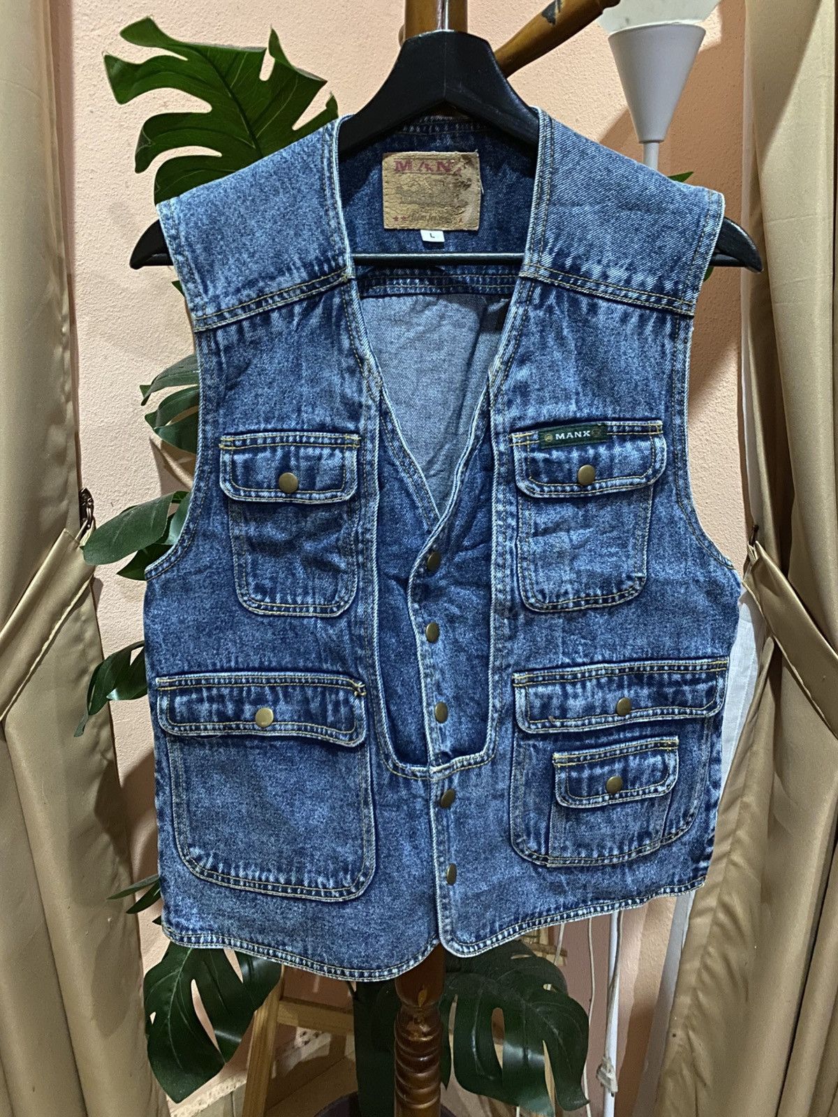 Japanese Brand VINTAGE MANX DENIM UTILITY TACTICAL VEST JACKET Size US M / EU 48-50 / 2 - 1 Thumbnail
