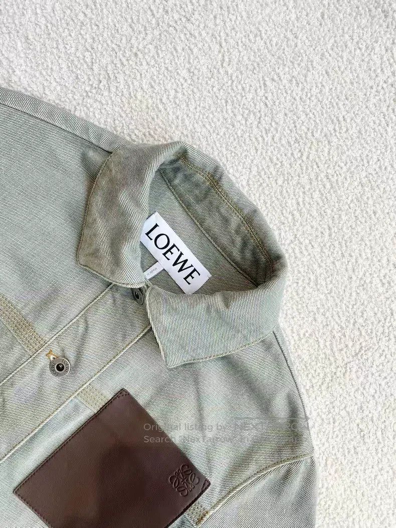 Loewe Loewe Cotton Khaki Green Leather Paneling Jacket Size XS / US 0-2 / IT 36-38 - 4 Thumbnail
