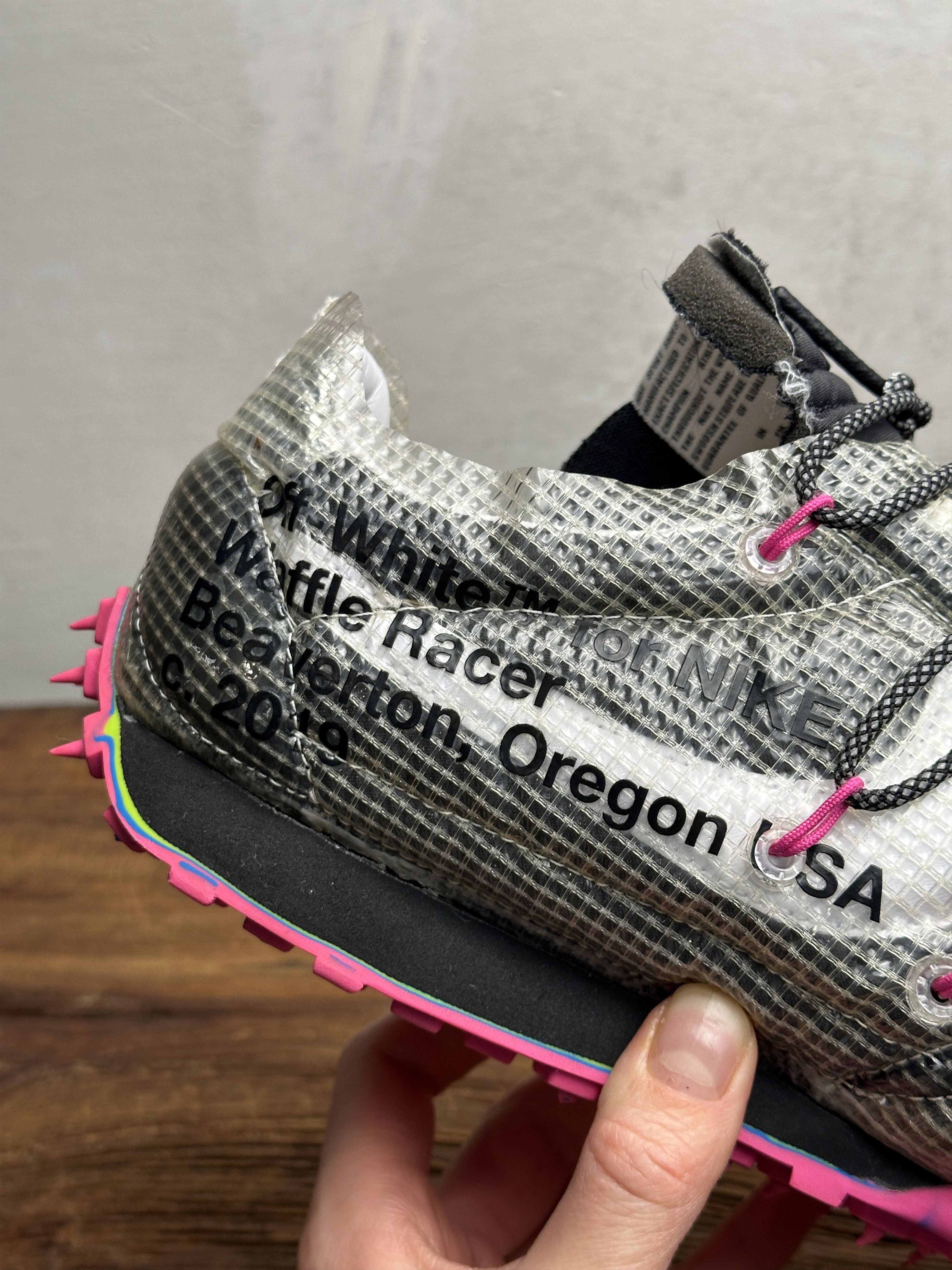 Off-White Off-White x Nike Waffle Racer Fuchsia Sneakers Size US 12 / EU 45 - 11 Thumbnail