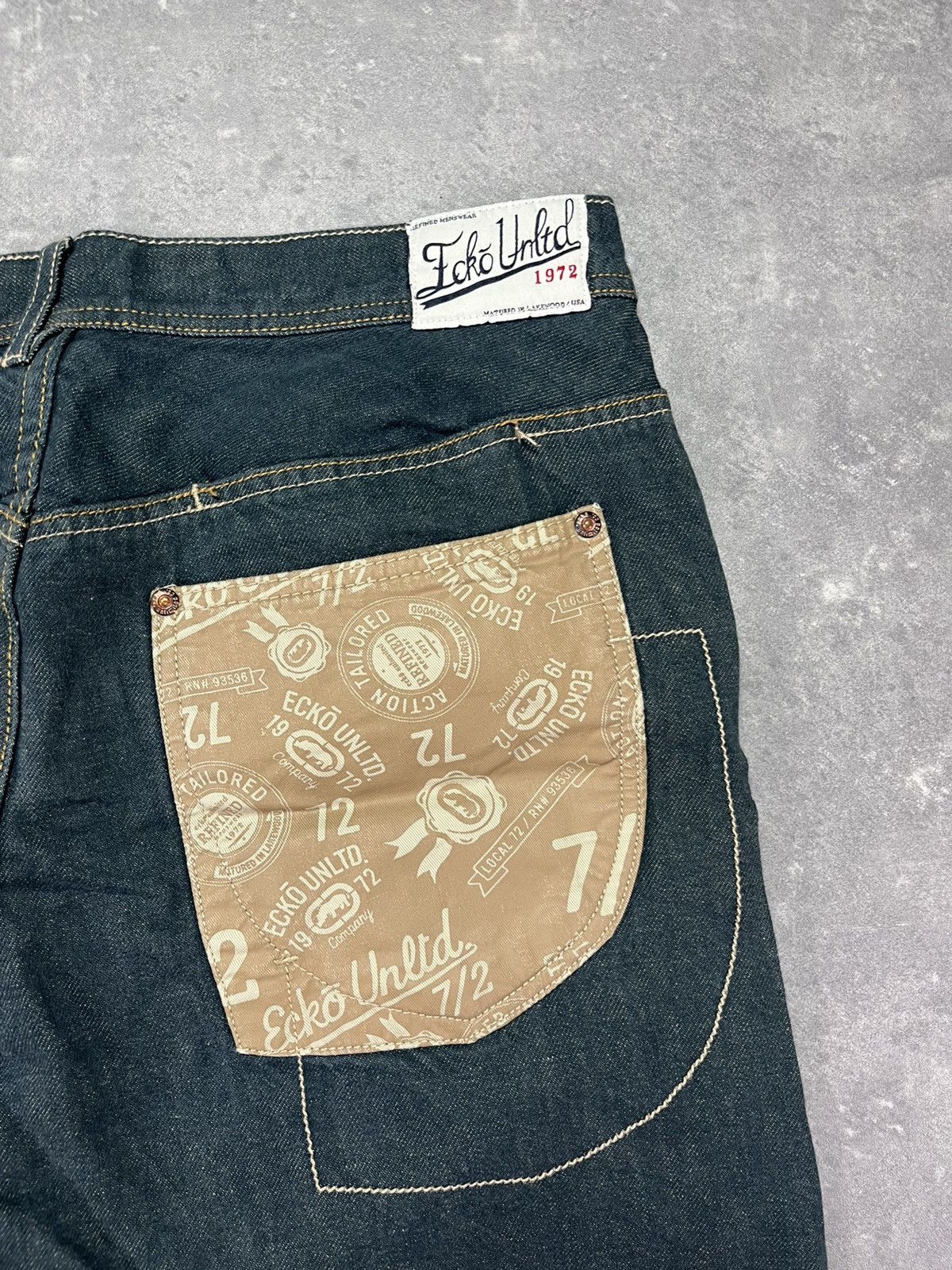 Ecko Unltd. Ecko Unltd. Printed Pockets Linen Baggy Denim Jeans 36 Size US 36 / EU 52 - 12 Thumbnail