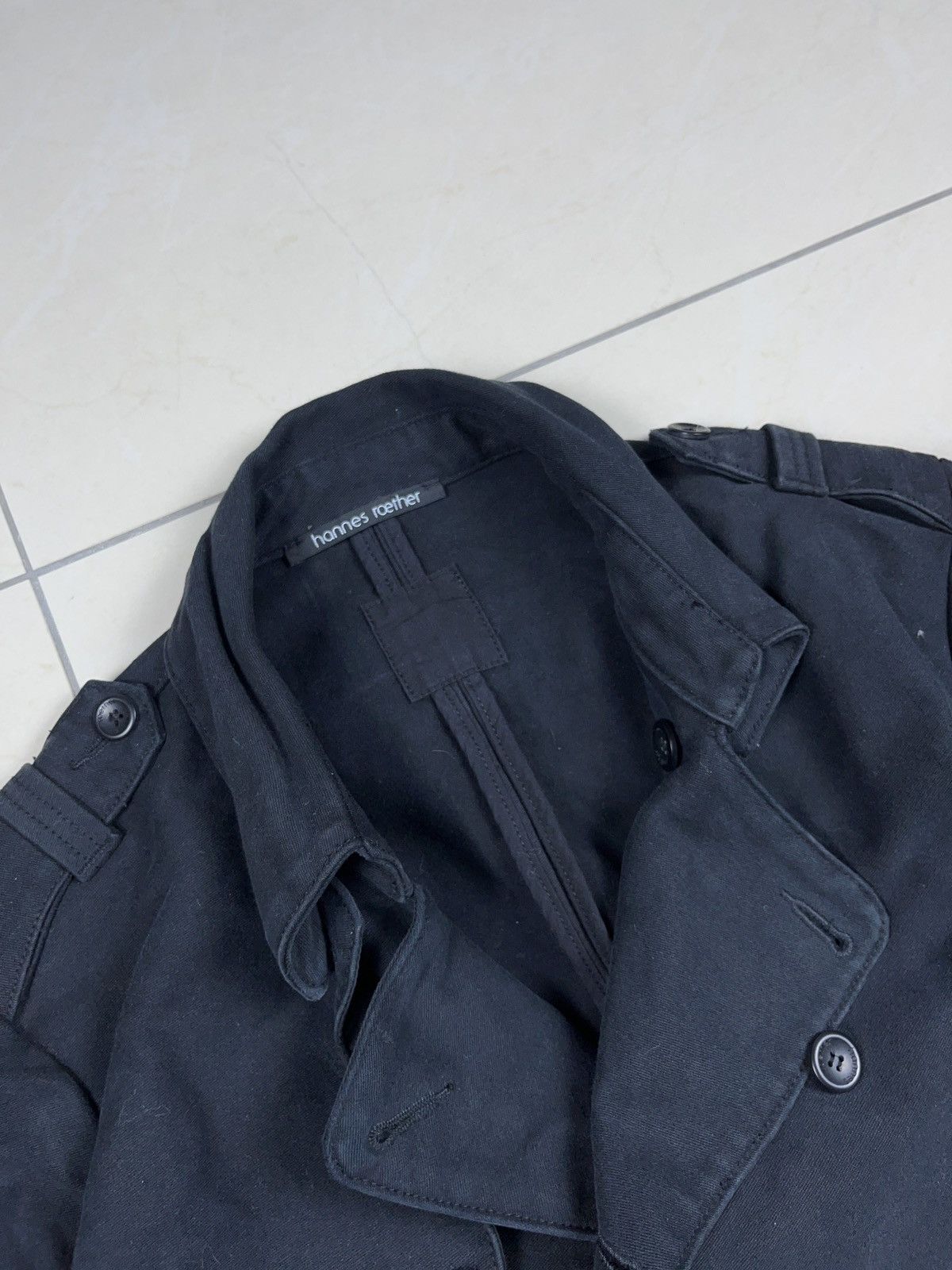 Designer × hannes roether ➕ black Hannes Rother belt short coat jacket avant garde Size US S / EU 44-46 / 1 - 3 Thumbnail
