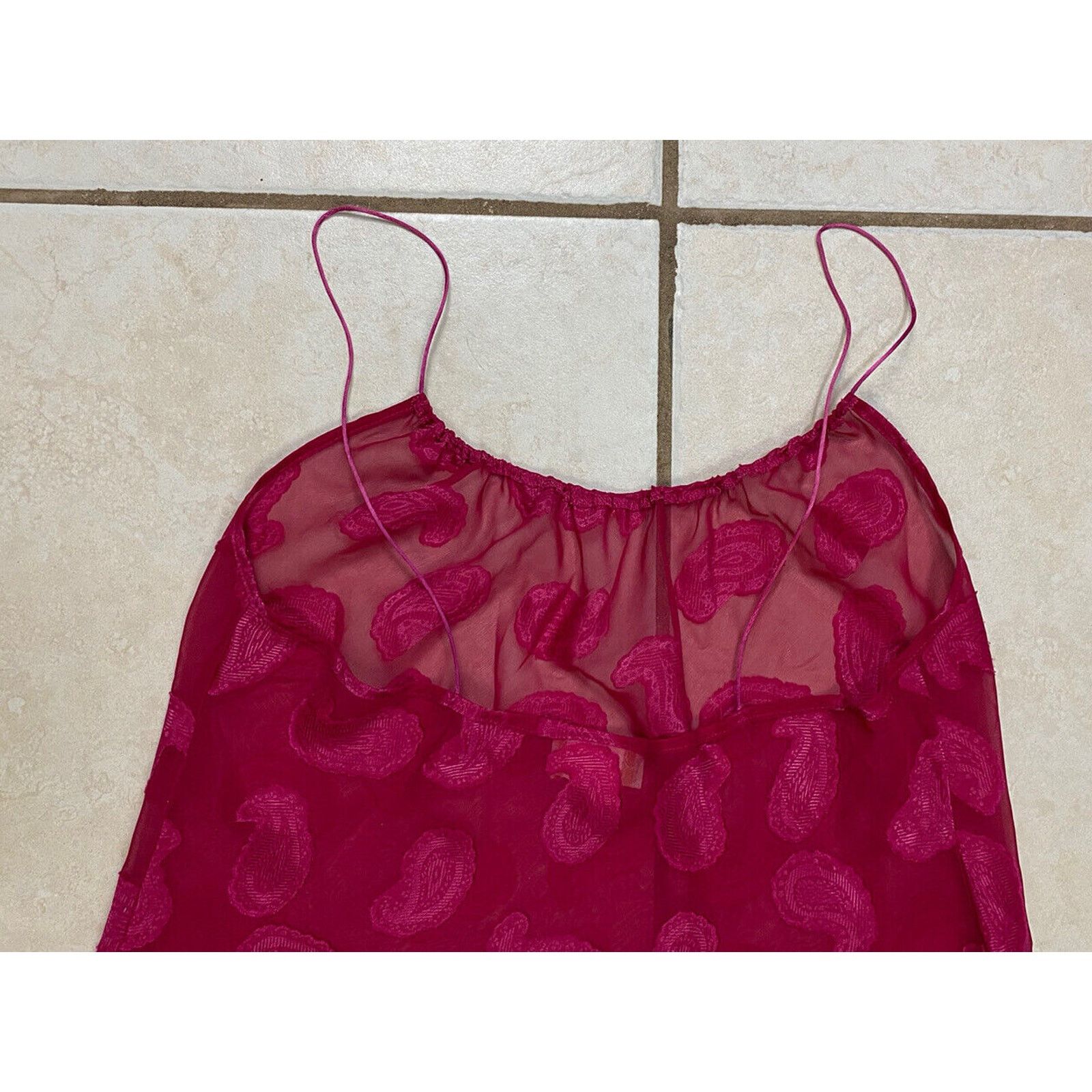 Other VTG Inner Most Pink Paisley Sheer Midi Dress Size 34" / US 12 / IT 48 - 6 Thumbnail