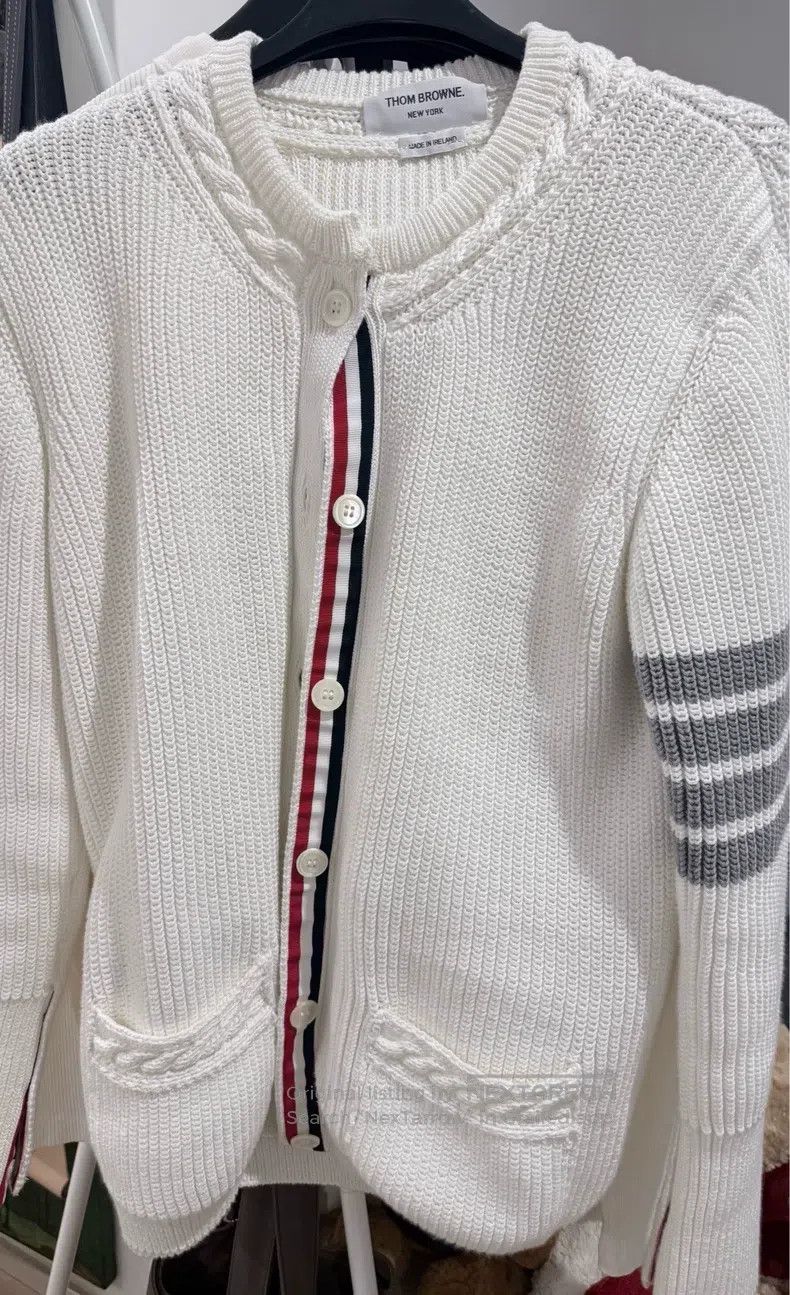 Thom Browne Thom Browne White Knit Cardigan Size XS / US 0-2 / IT 36-38 - 1 Thumbnail