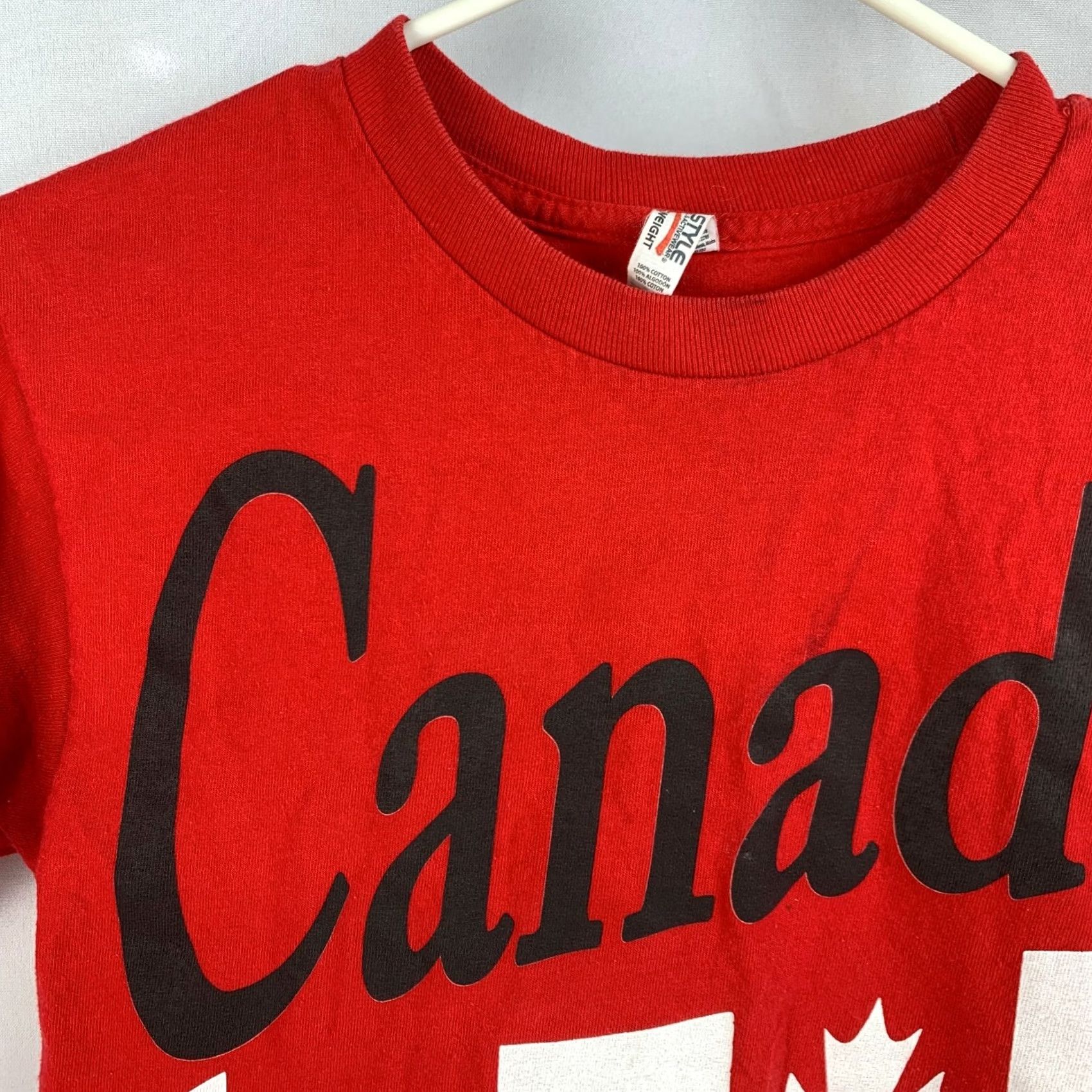 Vintage Alstyle Red White Black Canada Tee T-Shirt Small Mens Short Sleeve 100% Cotton Red Canada Tees Shirt Size US S / EU 44-46 / 1 - 3 Thumbnail