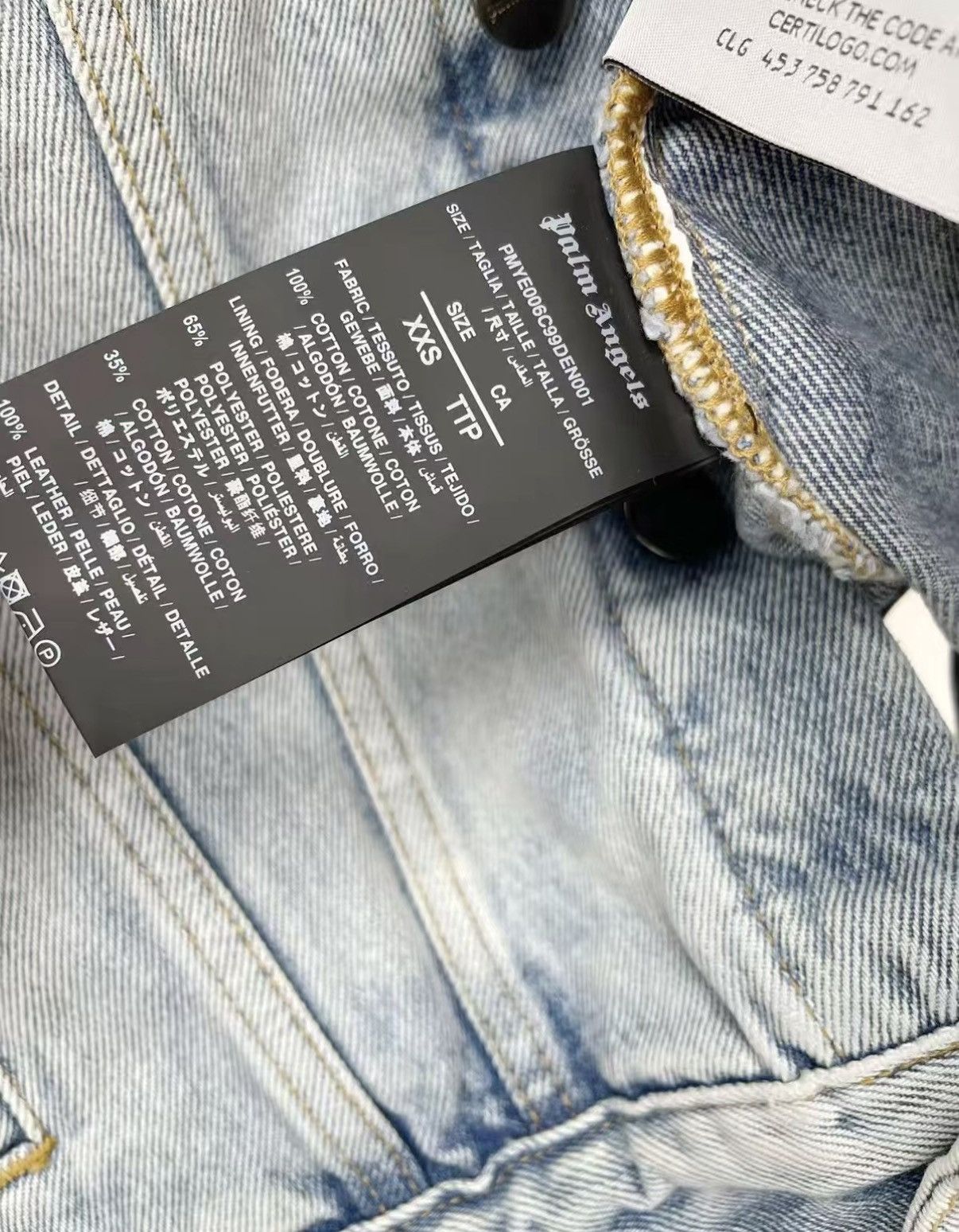 Palm Angels PALM ANGELS 100% Cotton Washed Denim Jacket J30 Size US L / EU 52-54 / 3 - 7 Thumbnail
