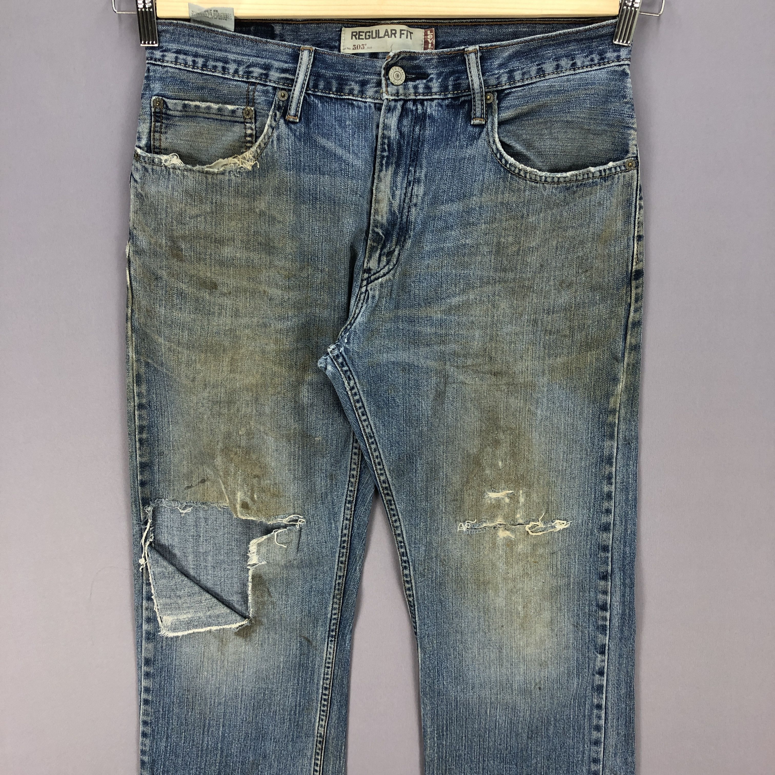 Levi's Vintage Distressed Levis 505 Jeans Levi's Faded Dirty Denim Size US 32 / EU 48 - 3 Thumbnail