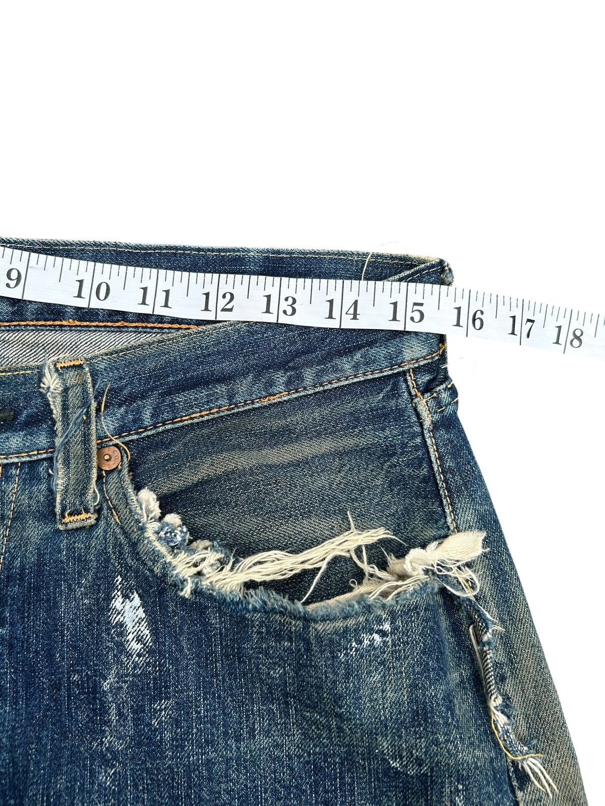 Kapital Vintage Full Count Selvedge Thrashed Denim Jeans Size US 31 - 20 Thumbnail