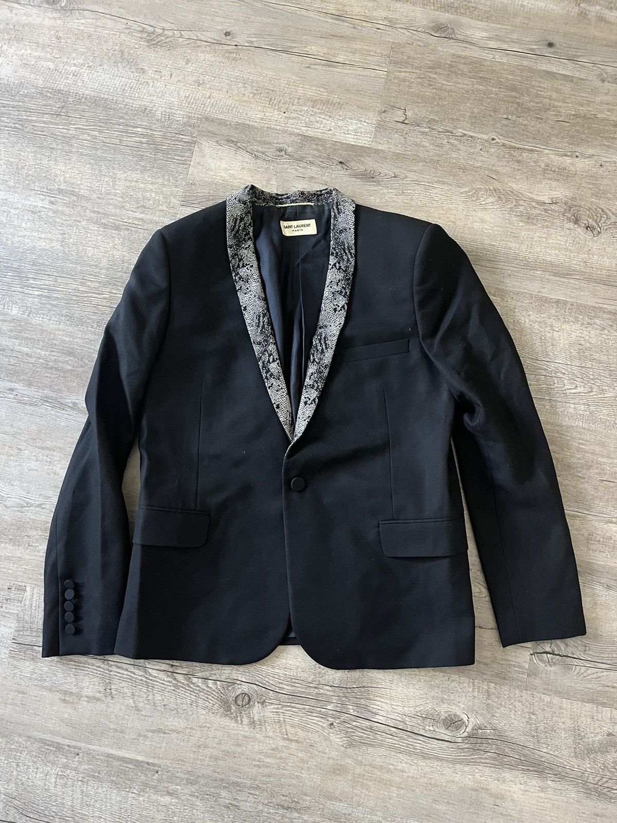 Saint Laurent Paris SAINT LAURENT python look Virgin Wool Blazer Size 42S - 1 Thumbnail