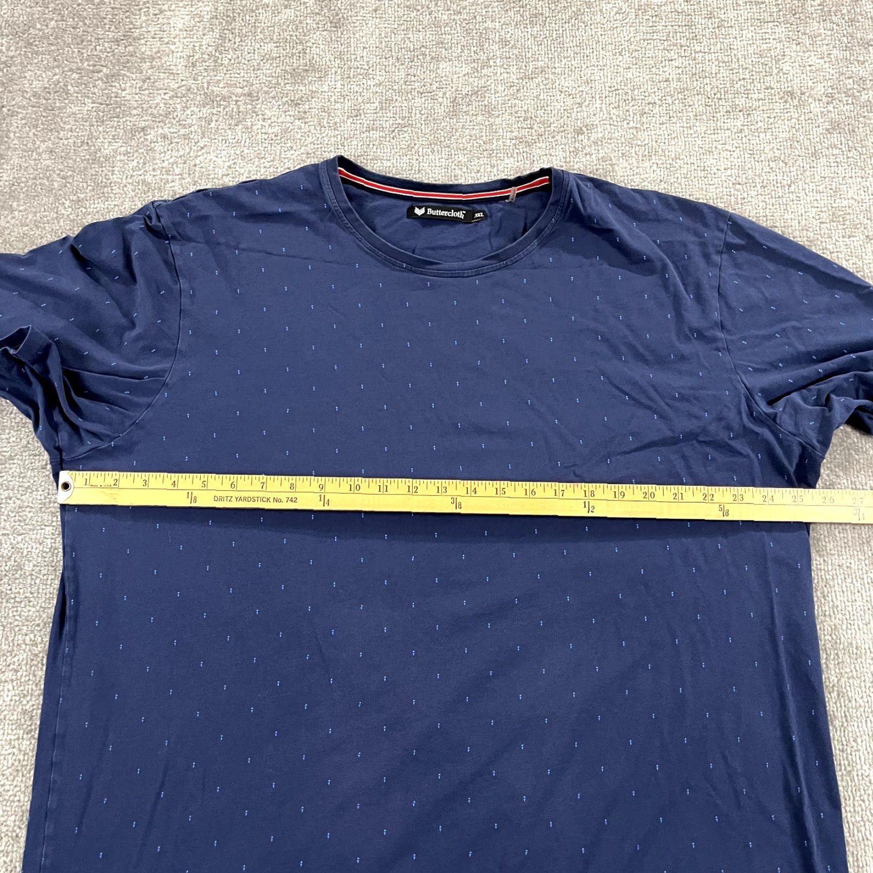 Vintage Buttercloth Shirt Men 3XL Blue Short Sleeve Tee Casual Stretch Crew Neck Cotton Spandex Size US XXL / EU 58 / 5 - 5 Thumbnail