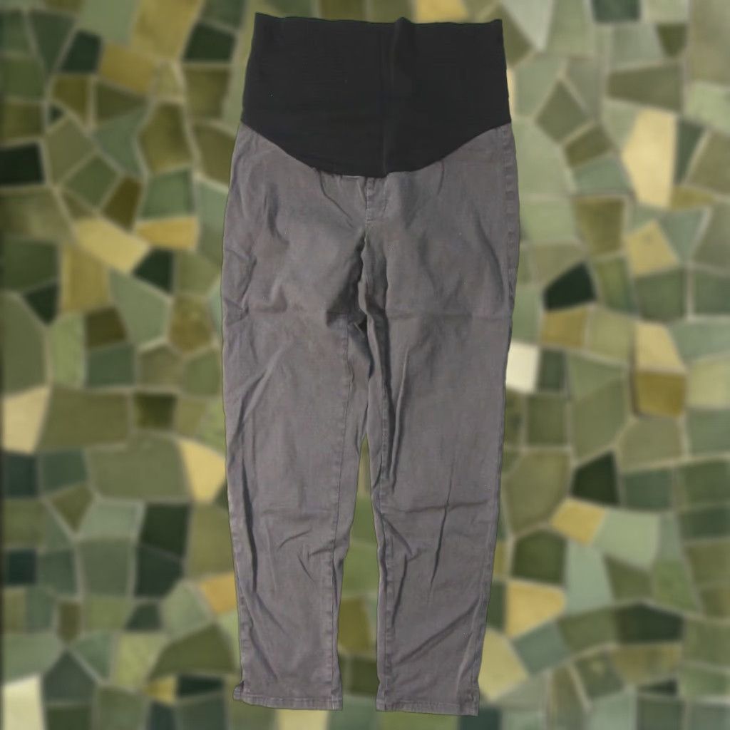 Vintage Lila Ryan Chino Pant Women 10 Maternity Rayon Stretch Grey Black 30" Waist 27" Inseam Regular/Relaxed Tapered Front Pull On Size 32" / US 10 / IT 46 - 1 Thumbnail