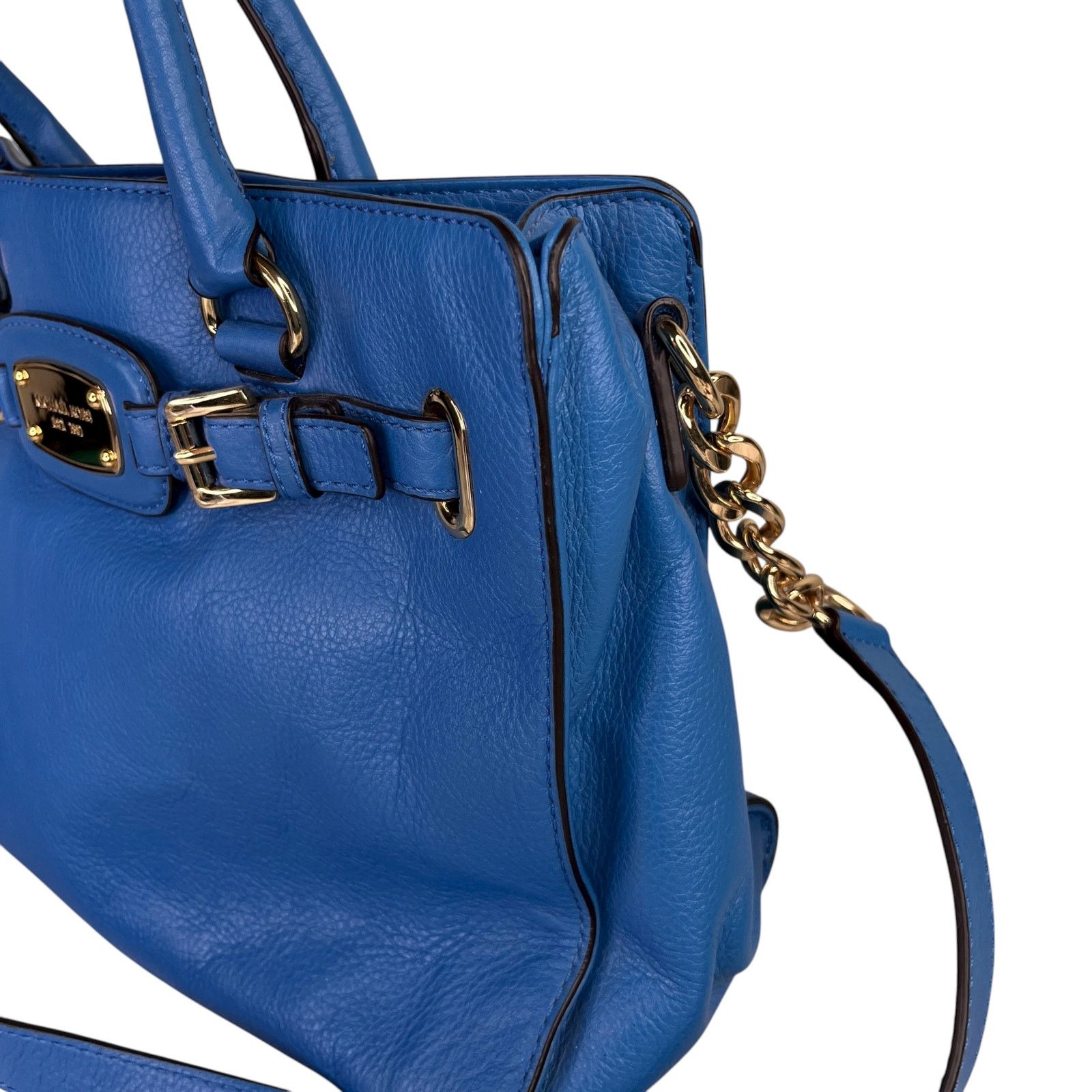 Michael Kors Michael Kors Hamilton Leather Bag Heritage Blue Gold NWOT Size ONE SIZE - 15 Thumbnail