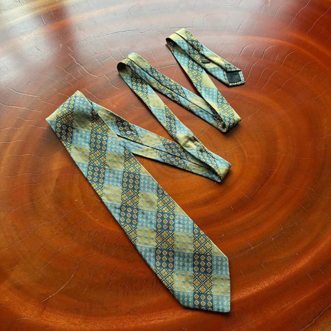 Fendi Vintage Fendi Silk Neck Tie Geometric And Floral Pattern Size ONE SIZE - 2 Thumbnail