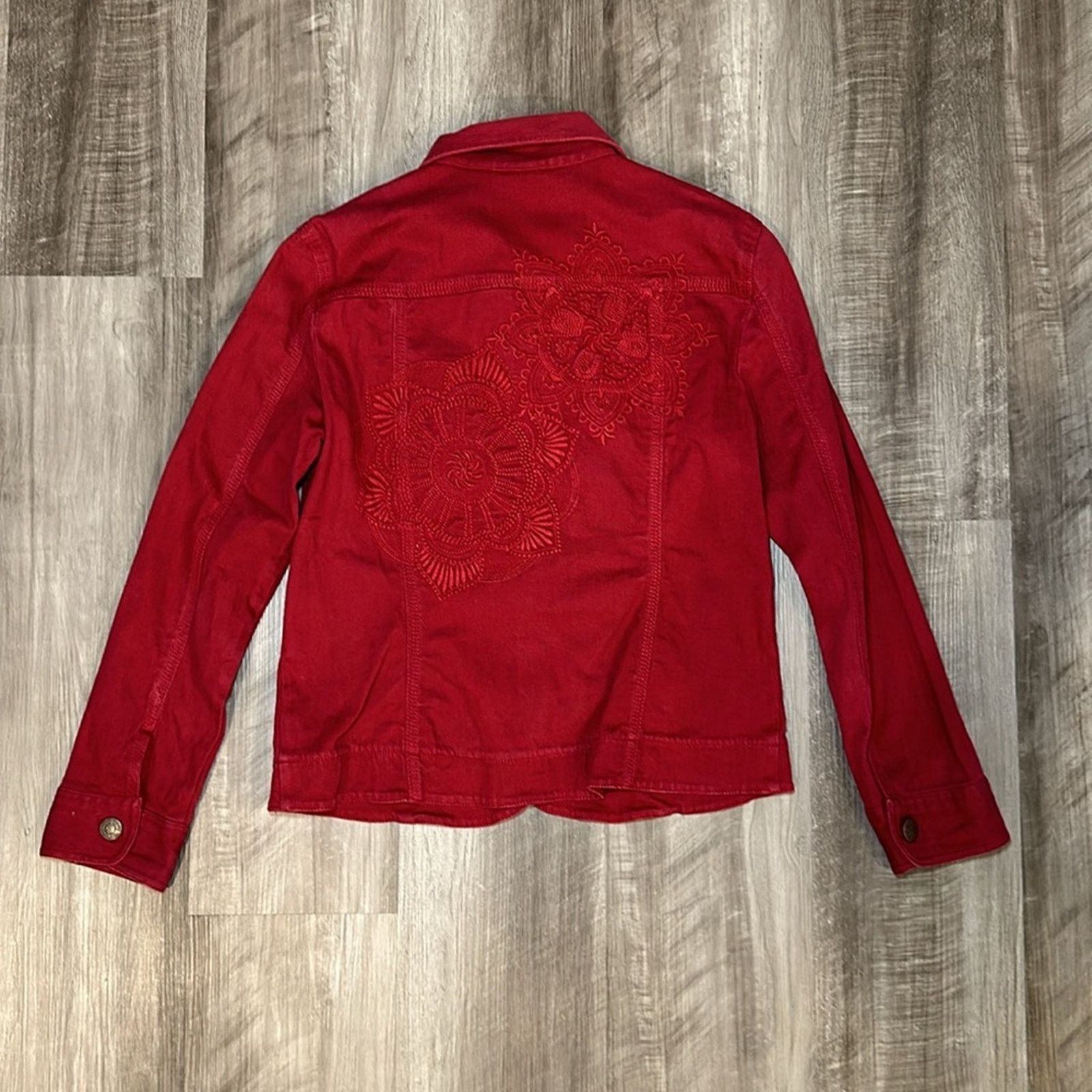 Chicos Chico’s Floral Embroidered Denim Stretch Jacket - 0 (Small) Size S / US 4 / IT 40 - 2 Thumbnail