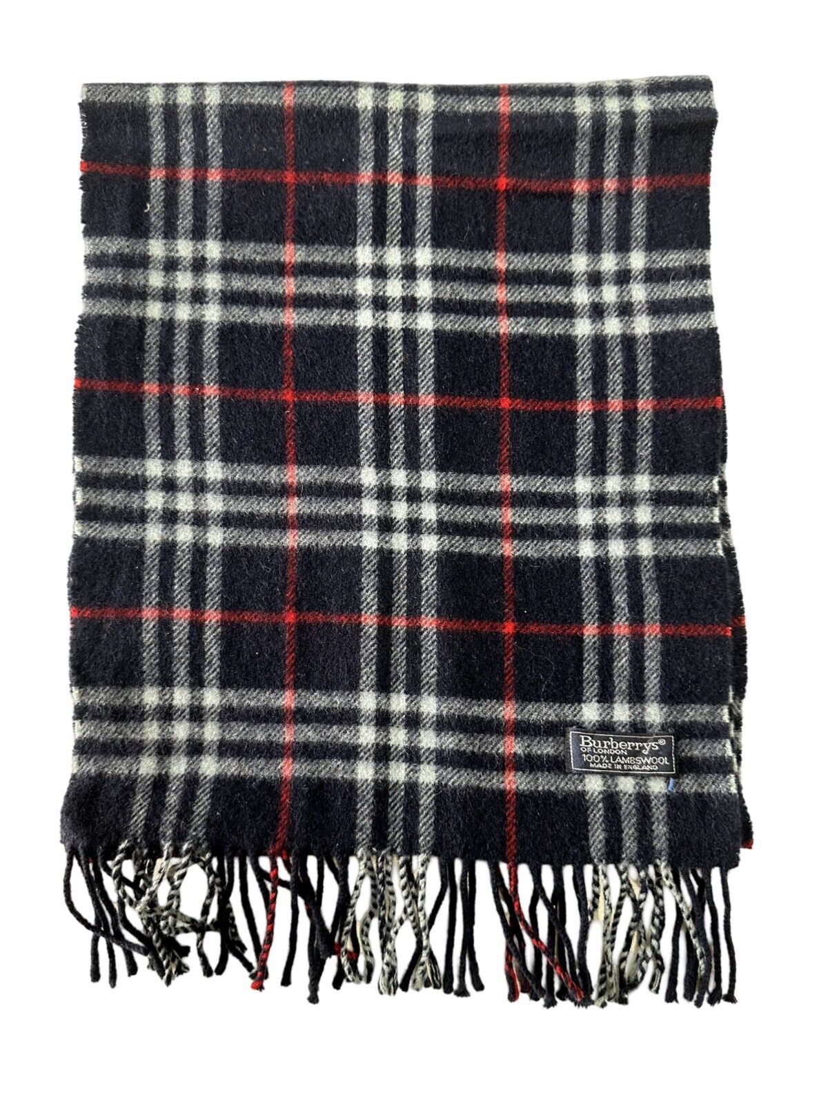 Burberry Burberrys Check Unisex Scarf Navy Blue 100% Lambswool Size ONE SIZE - 5 Thumbnail