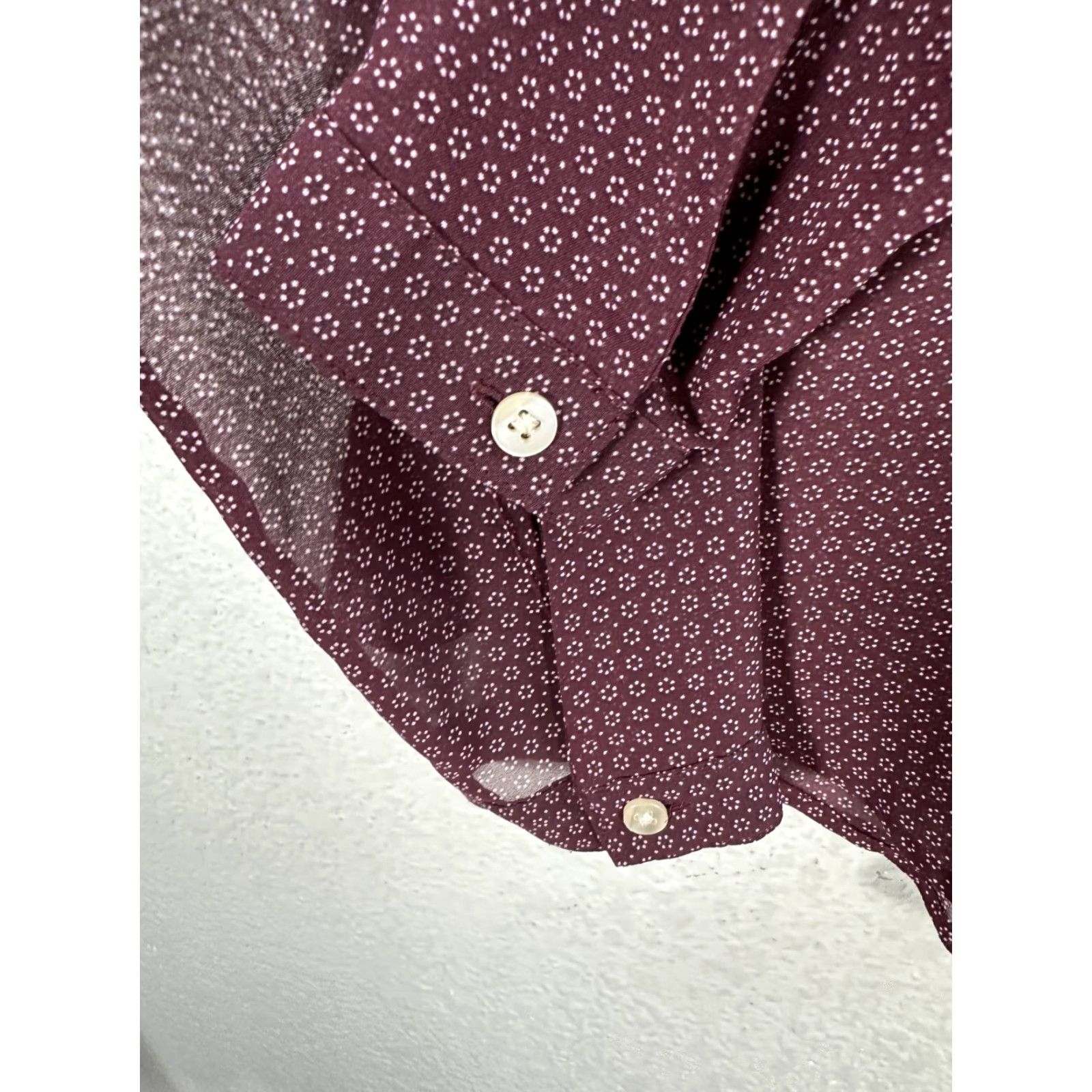 Ann Taylor Ann Taylor Burgundy Polka Dot Sheer Shirt Long Sleeve Lightweight V-Neck Sz 0T Shirt Women Blouse Polo-dot N/A Size XS / US 0-2 / IT 36-38 - 3 Thumbnail