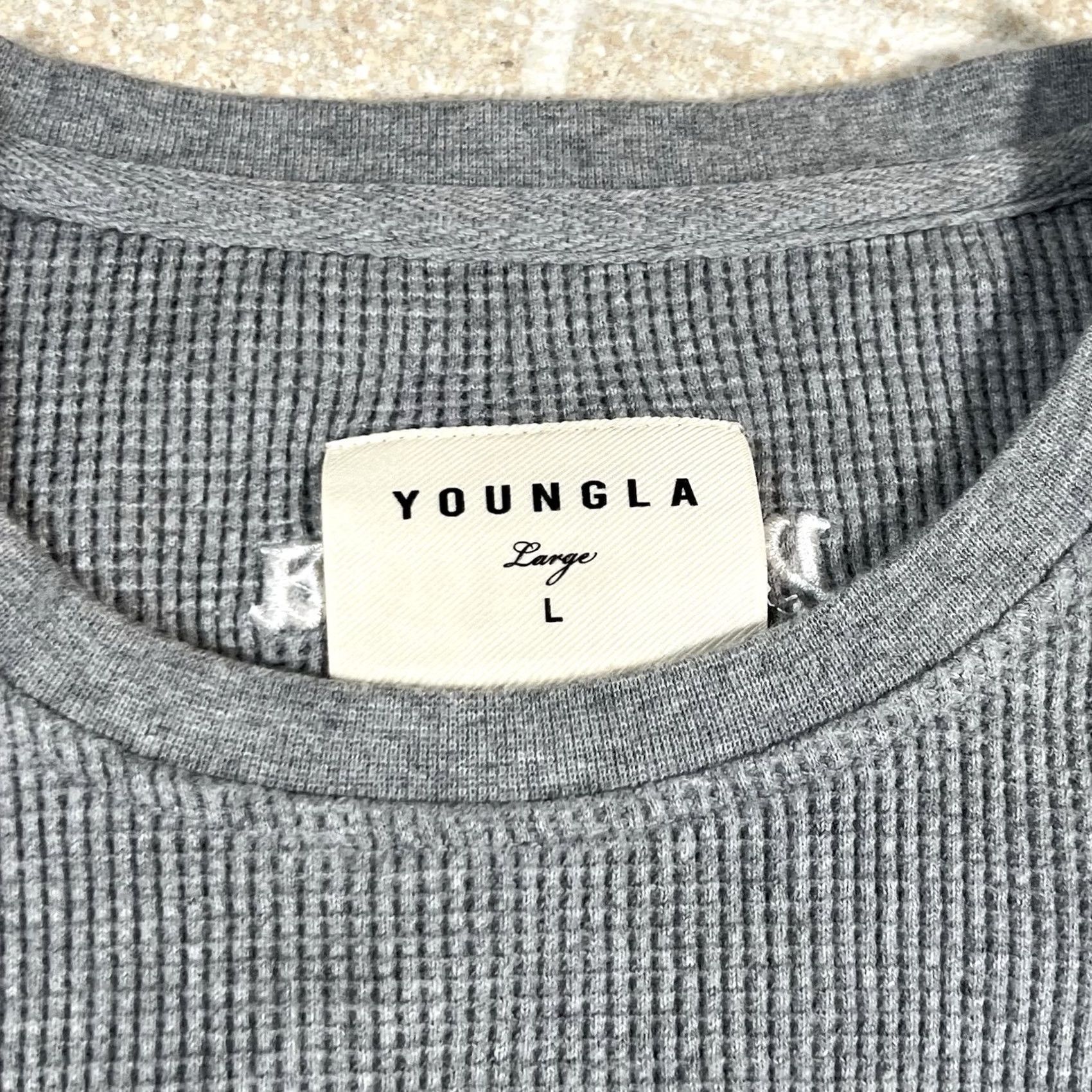 YoungLA VINTAGE YoungLA Waffle 427 Tee Knit Oversized Gym Shirt Lifting Heavy Cotton Men Large Gray Mens Size US L / EU 52-54 / 3 - 7 Thumbnail