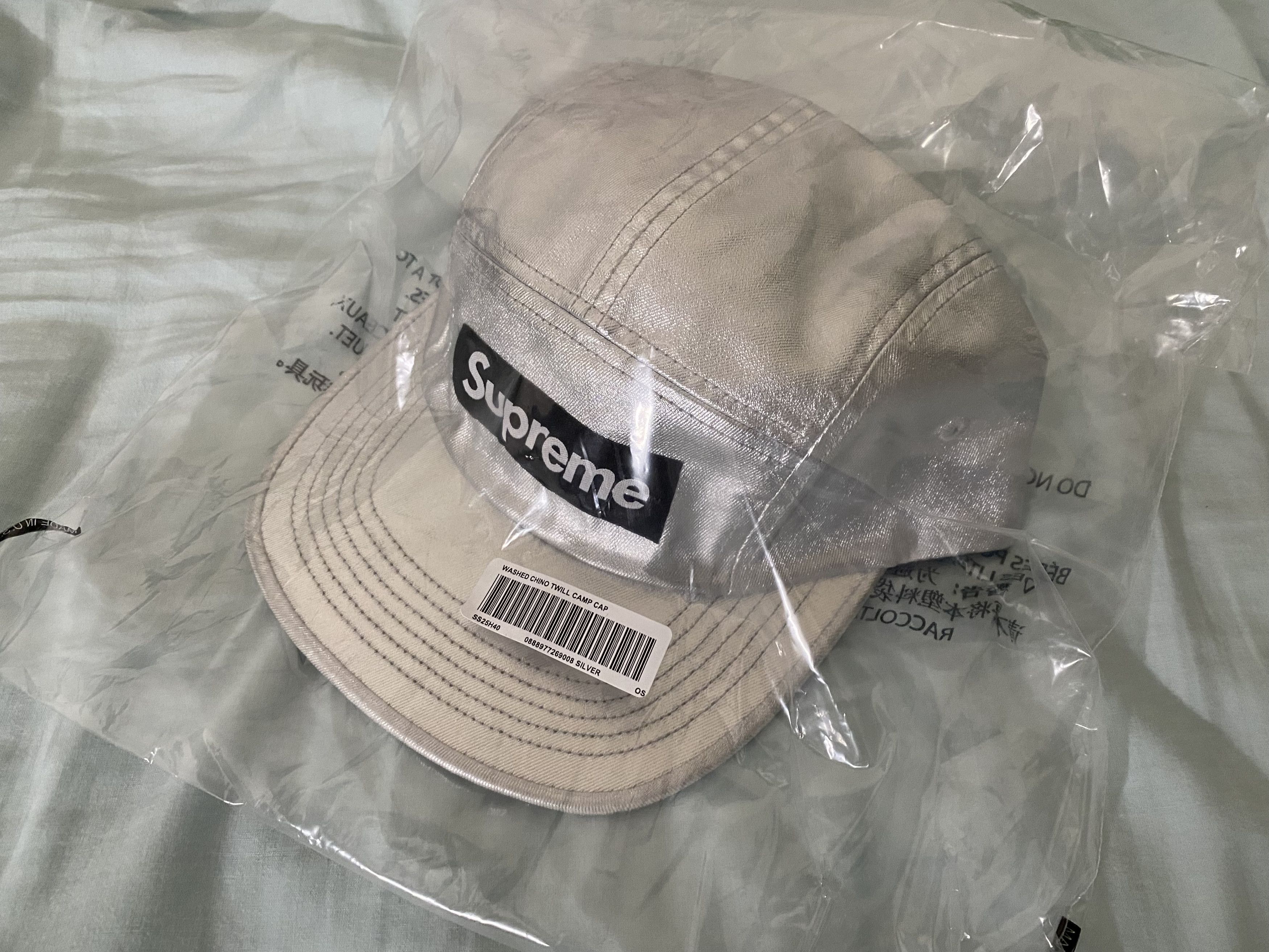 Supreme 25ss Washed Twill CampCap Silver