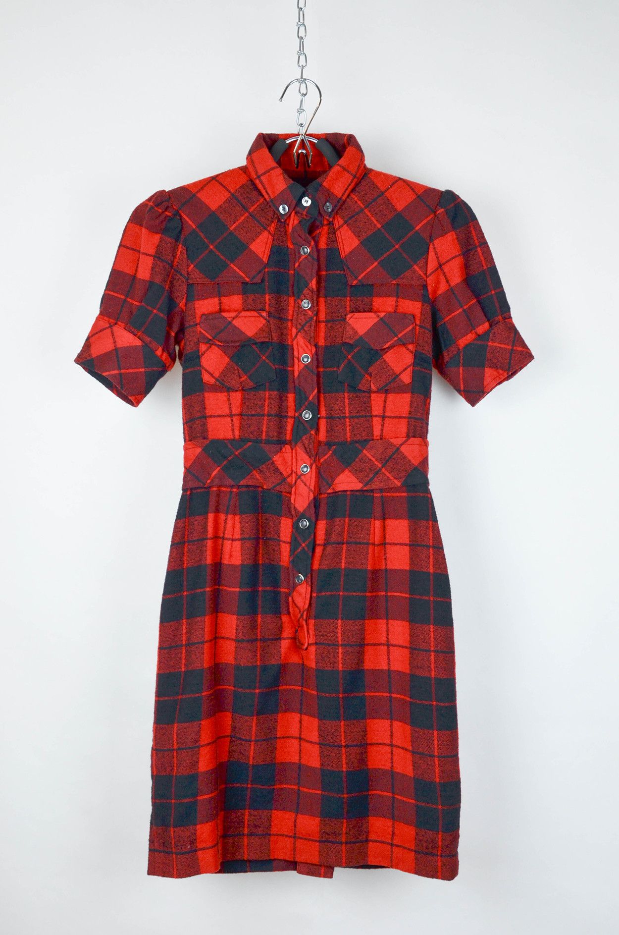 image of Dolce Gabbana Auth Runway 2008 D&g Wool Red Plaid Dress, Women's (Size 2XS)
