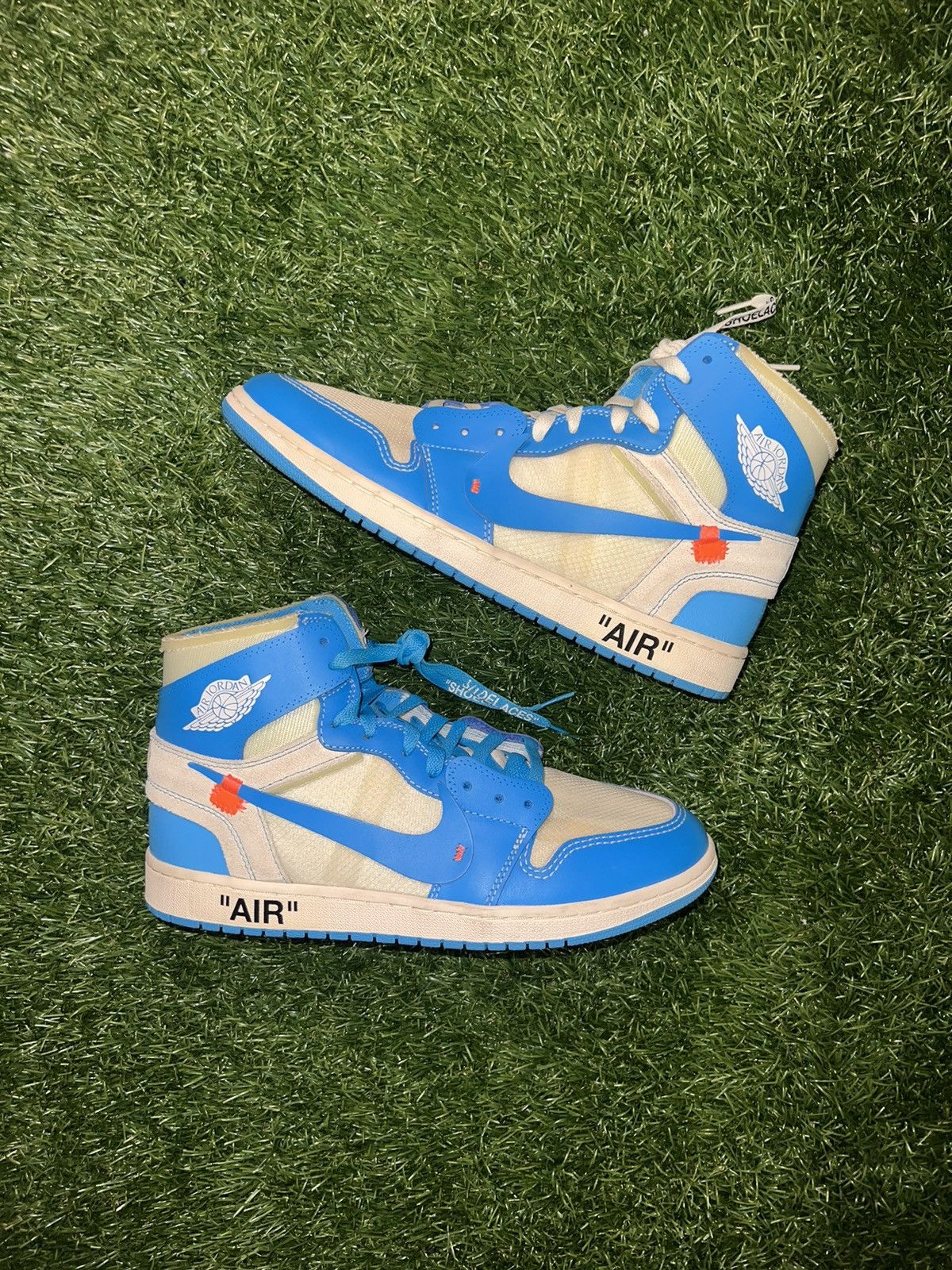 Off-White Off White Nike Jordan 1 UNC High Sneaker Blue Shoes Size US 11.5 / EU 44-45 - 1 Thumbnail
