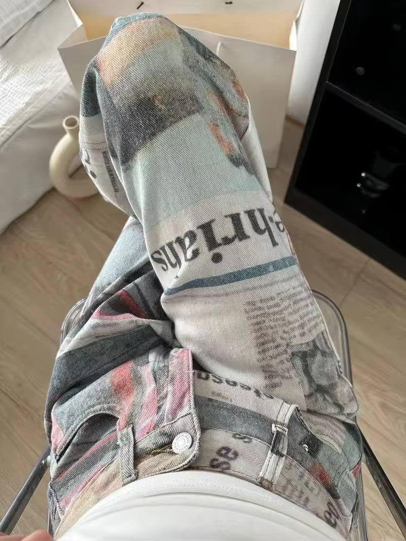 Japanese Brand × Vintage loose, newspaper-style jeans Size US 34 / EU 50 - 1 Thumbnail