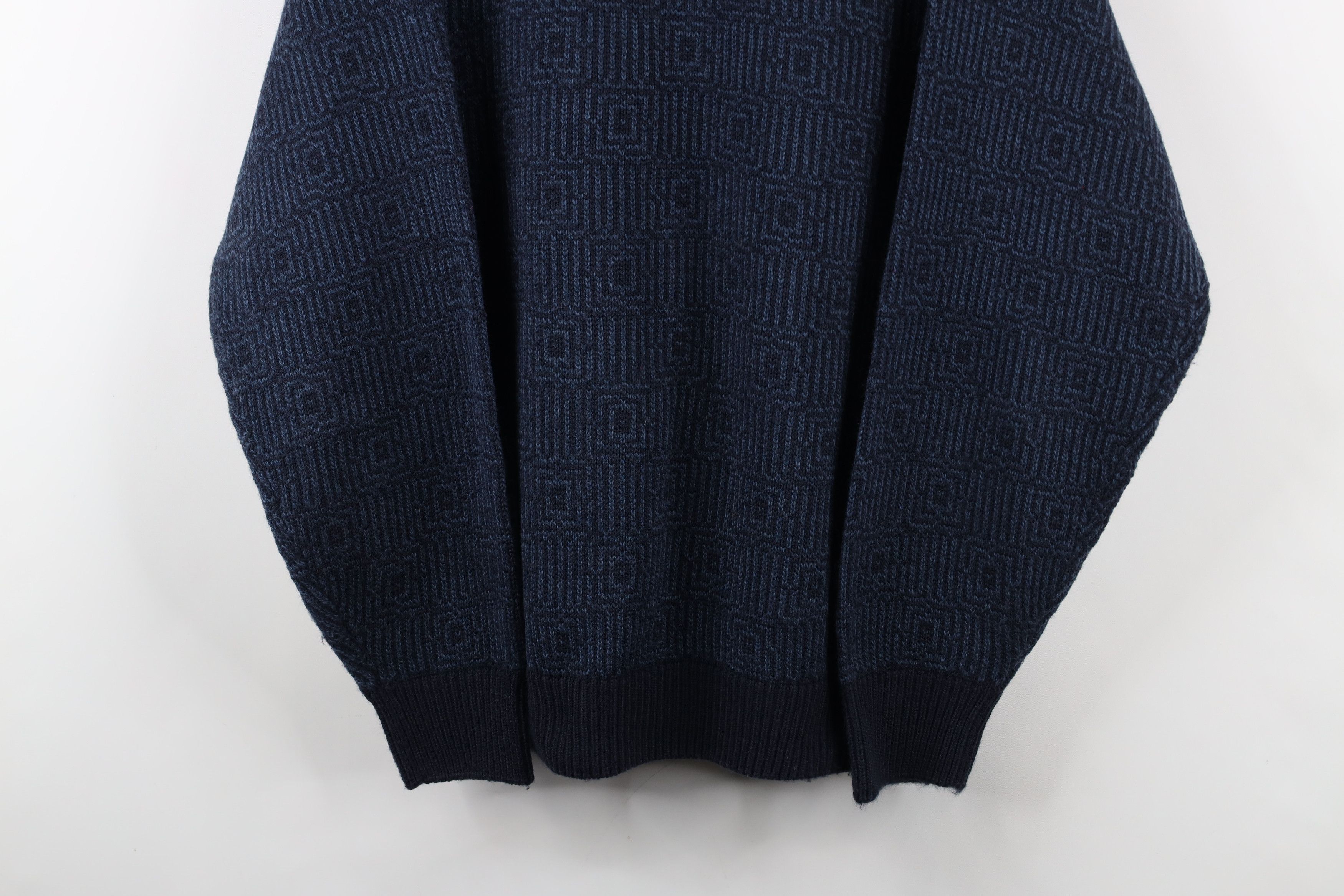 Vintage Vintage 90s Streetwear Geometric Knit Crewneck Sweater Blue Size US XL / EU 56 / 4 - 3 Thumbnail