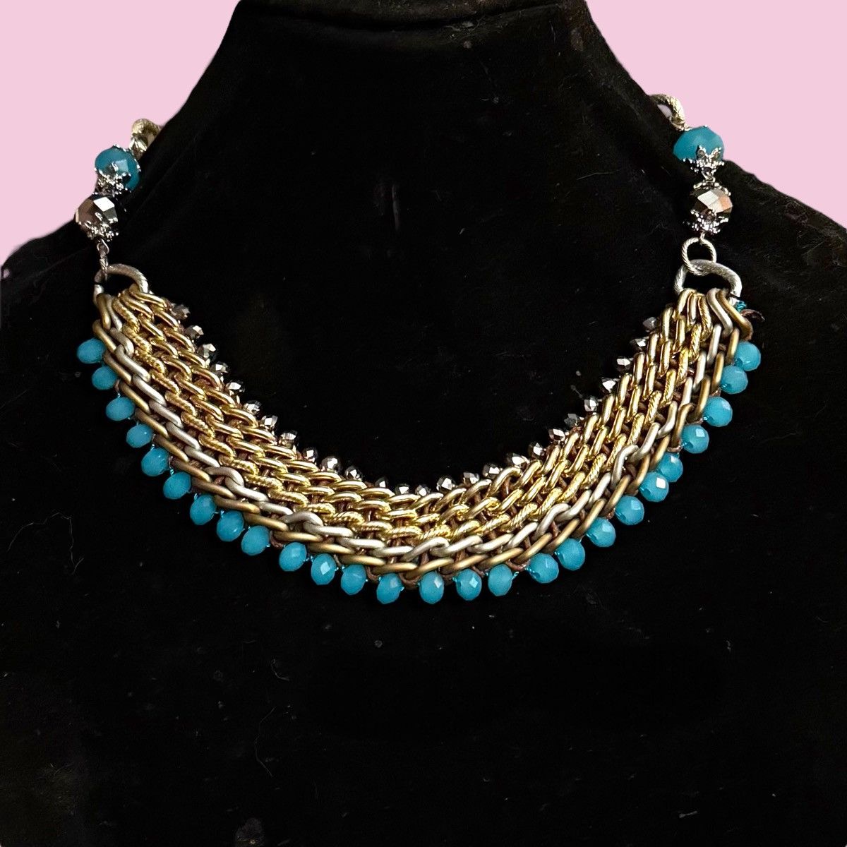 Other Makarlon multi woven chain with turquoise statement necklace Size ONE SIZE - 1 Thumbnail