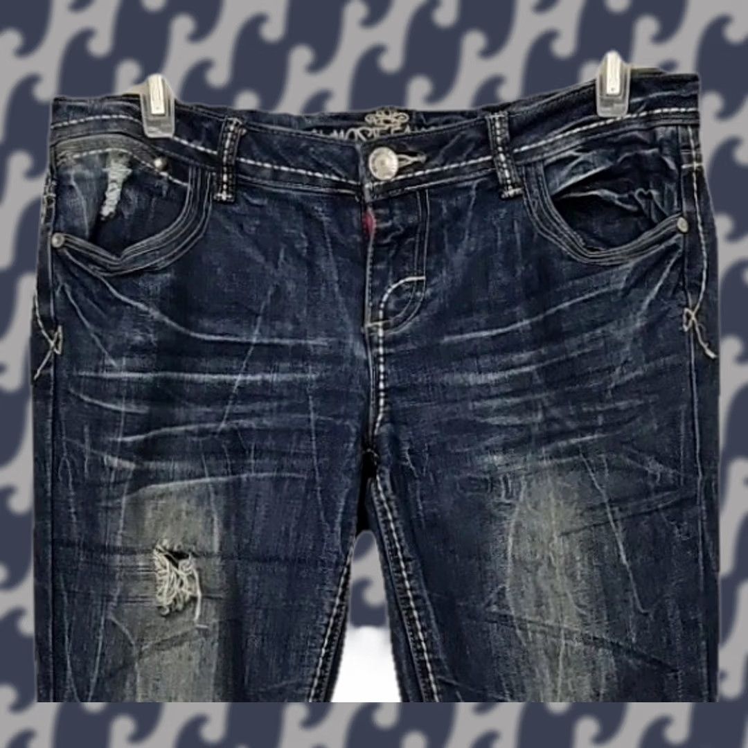 Almost Famous Almost Famous Jeans Juniors 9 Blue Y2K Low Rise Skinny Distressed Indie Sleaze 2000s Women Size 30" / US 8 / IT 44 - 1 Thumbnail