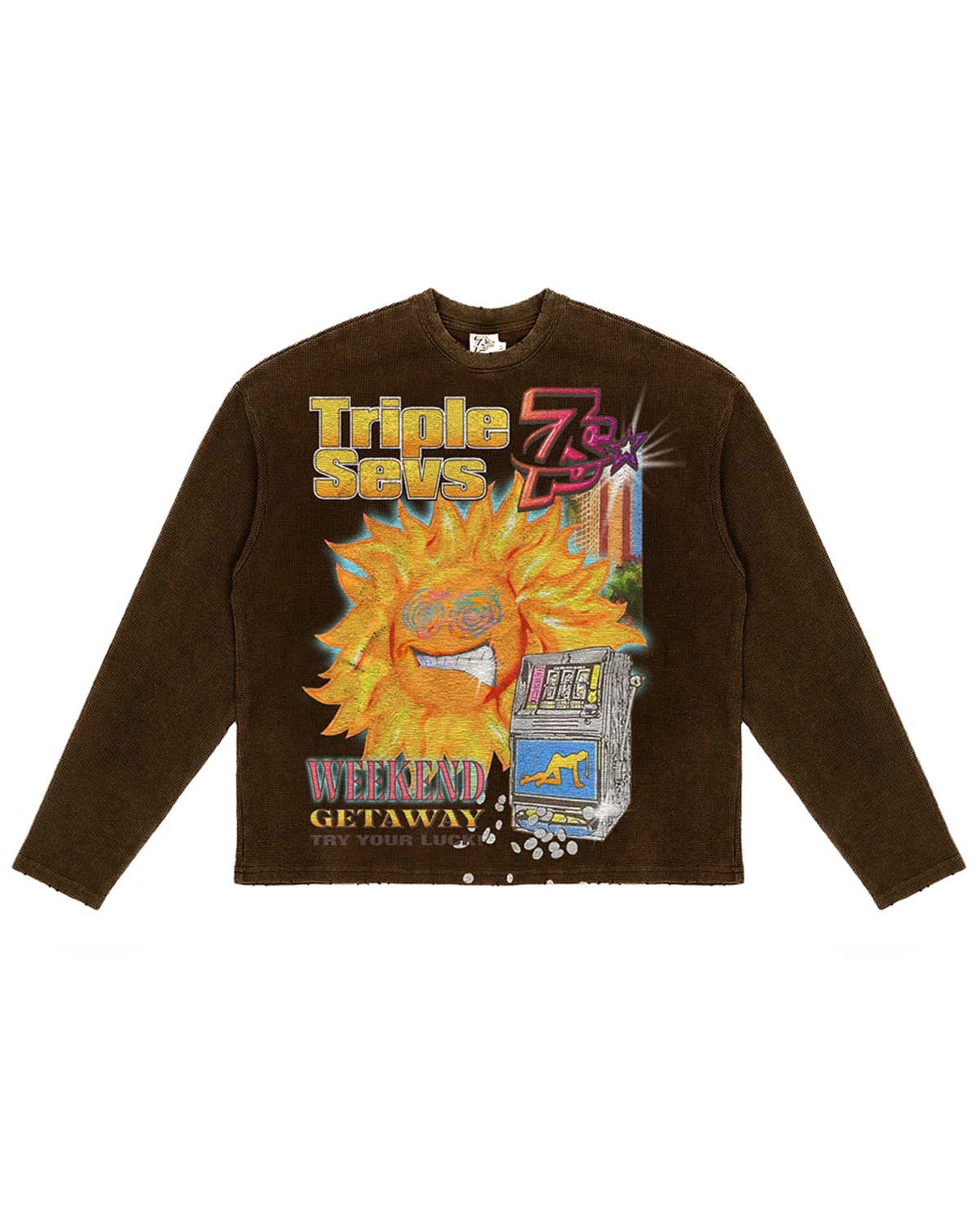 TRIPLE SEVENS Weekend Getaway Waffle Knit L/S Tee Brown Size US XXL / EU 58 / 5 - 1 Thumbnail