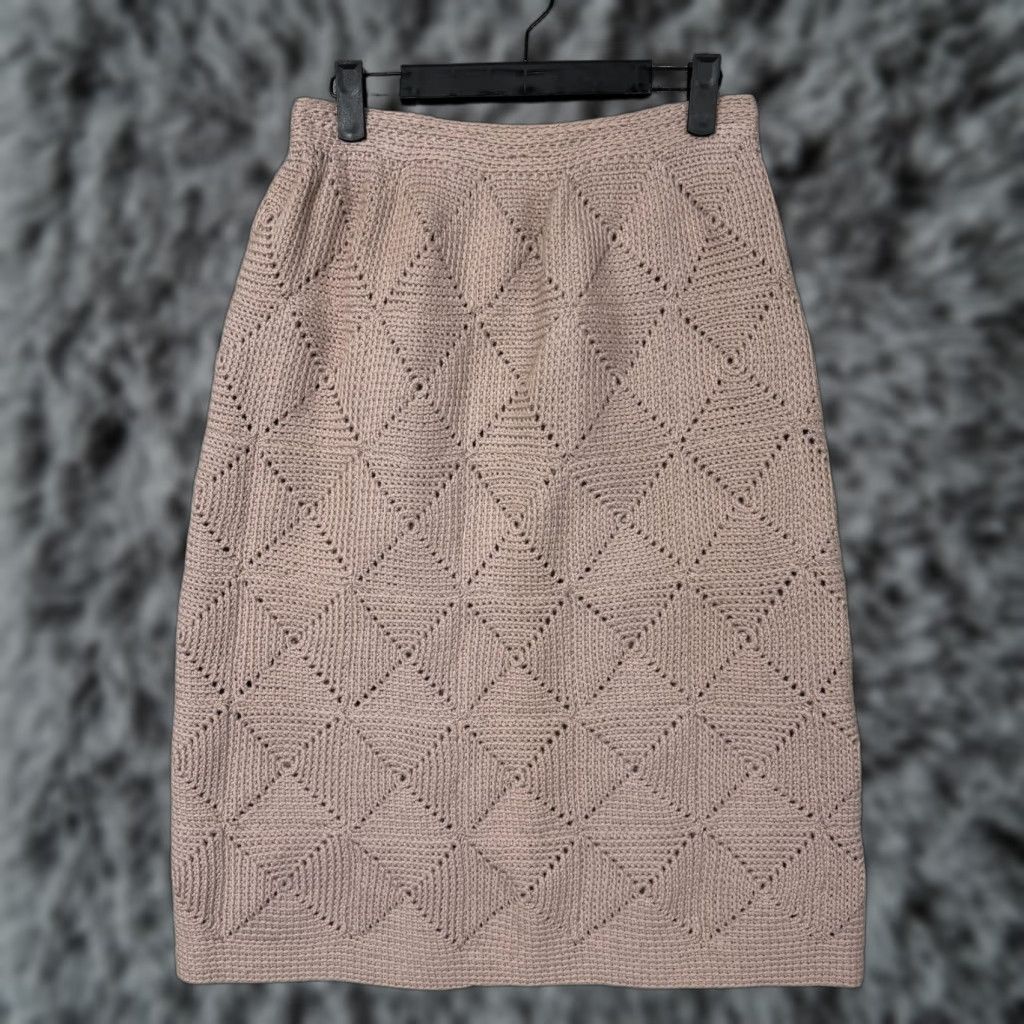 Pinko VINTAGE 70s Handmade Crochet Skirt S Mauve Pink Cottagecore Boho Indie Artisan Size 28" / US 6 / IT 42 - 1 Thumbnail