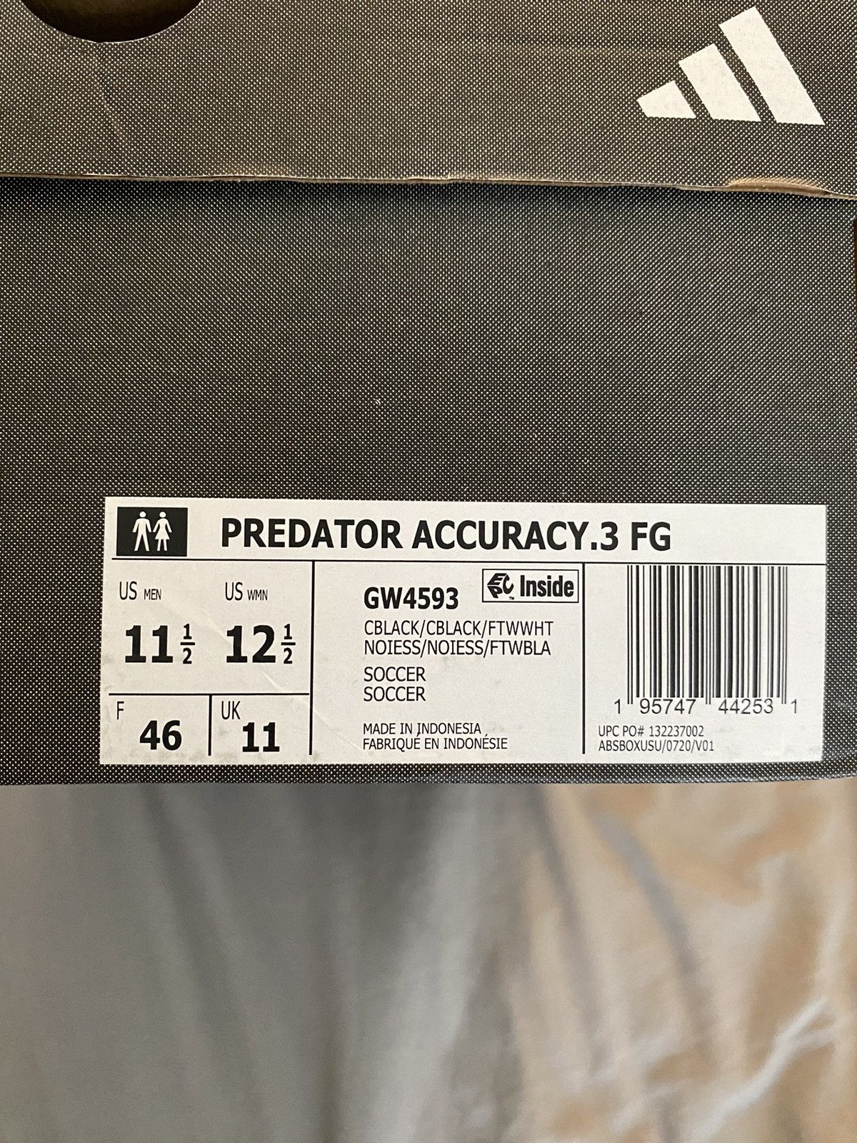 Adidas Black Adidas Predator Football/Soccer Cleats Size US 11.5 / EU 44-45 - 3 Thumbnail