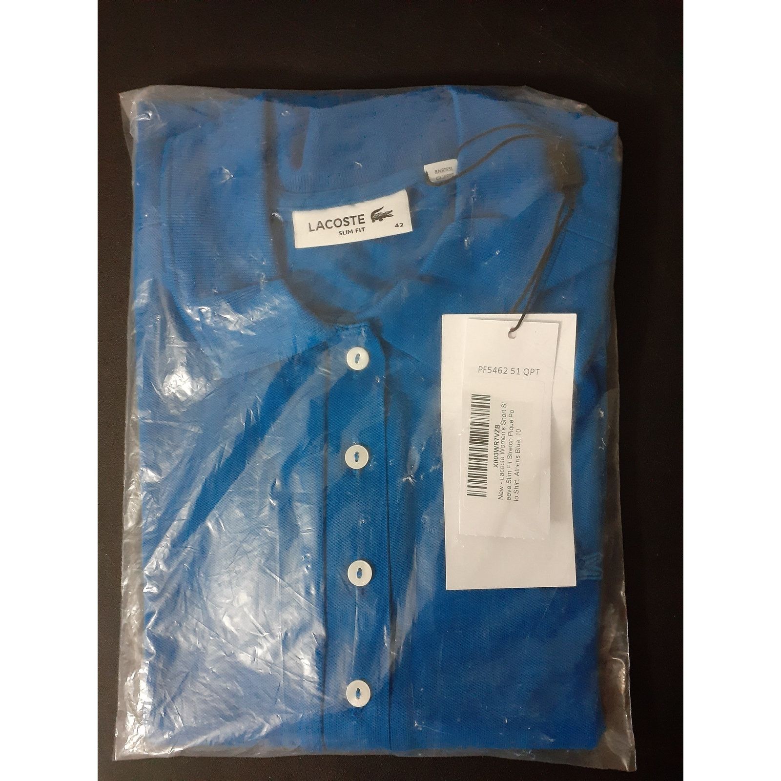 Lacoste Lacoste Women's Slim Fit Stretch Mini Pique Polo Blue 10 Size L / US 10 / IT 46 - 2 Thumbnail