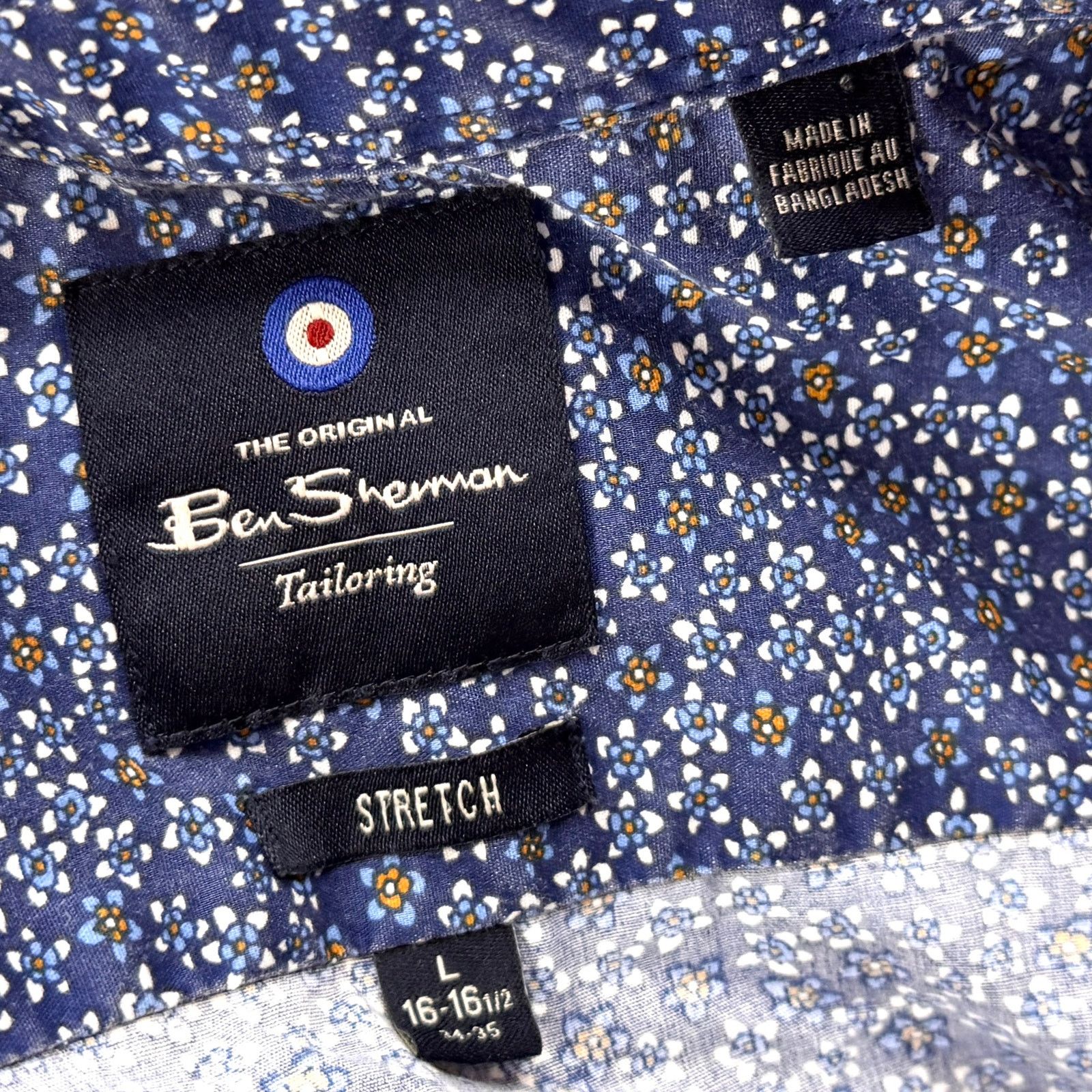 Ben Sherman Blue Floral Stretch Tailored Long Sleeve Button Down Shirt Size US L / EU 52-54 / 3 - 6 Thumbnail