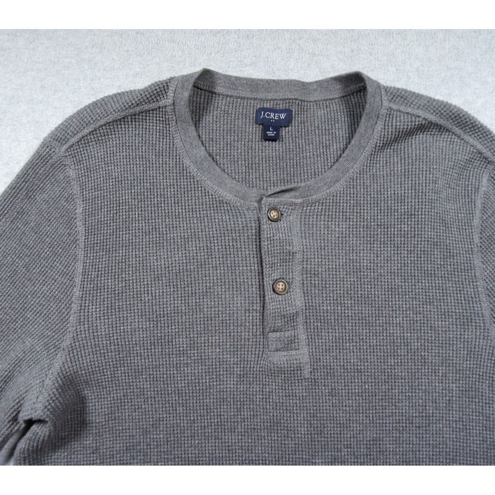 J.Crew JCrew Shirt Mens Large Gray Henley Long Sleeve Waffle Knit Thermal Outdoors Size US L / EU 52-54 / 3 - 2 Thumbnail