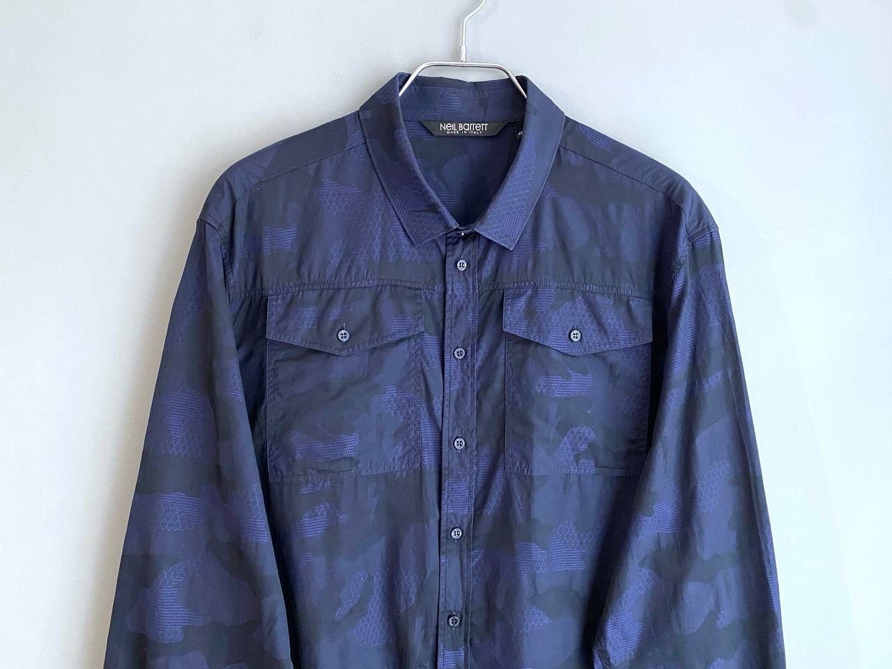 Designer × Neil Barrett Neil Barrett Men's Navy Camo Shirt Made in Italy, Size L-XL Size US L / EU 52-54 / 3 - 4 Thumbnail
