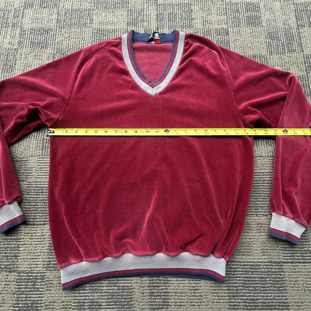 Vintage VTG 70’s Velour Red V-Neck Pullover Sweater Size M / US 6-8 / IT 42-44 - 3 Thumbnail