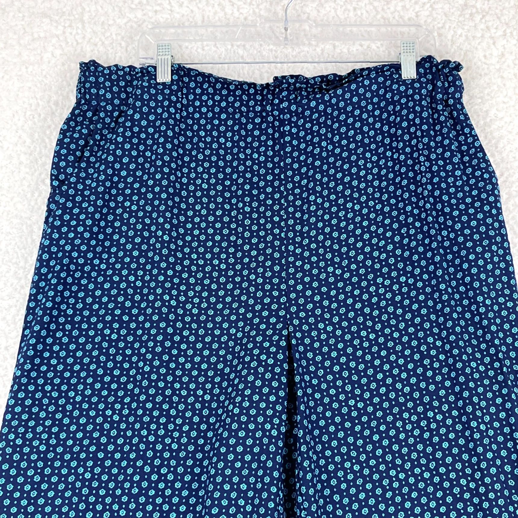 Vintage NorthStyle Blue Dot Print Pull On Elastic Waist Cropped Pants Womens Large Size 36" / US 14 / IT 50 - 2 Thumbnail