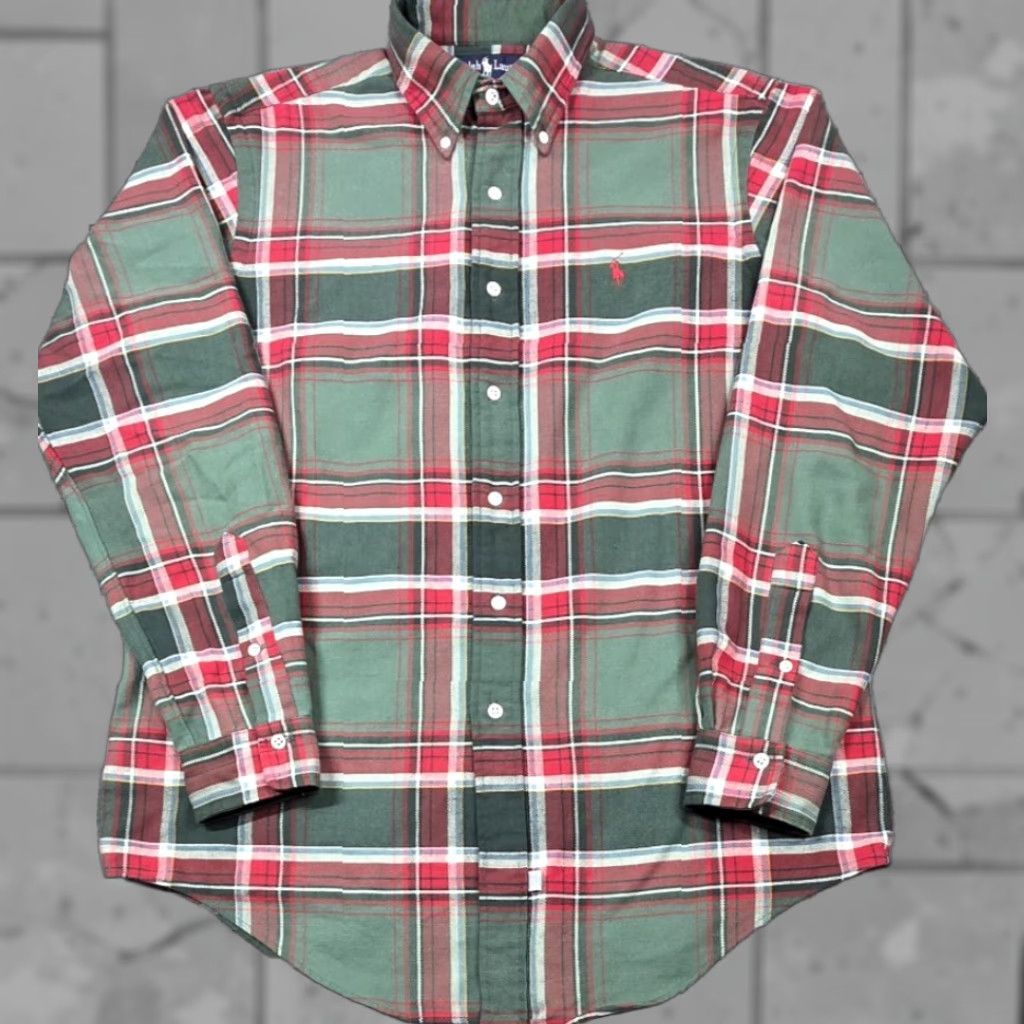 Polo Ralph Lauren VINTAGE Polo Ralph Lauren Shirt Mens M Green Plaid Brushed Cotton Flannel 90s Rare Button-Up Size US M / EU 48-50 / 2 - 1 Thumbnail