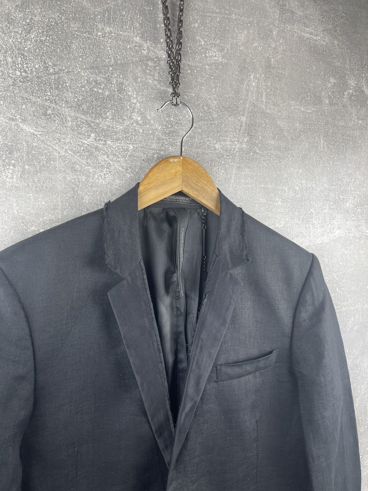 20471120 × Messagerie Messagerie Patrizo Piscaglia Opium Distressed Linen Blazer Size 48L - 8 Thumbnail
