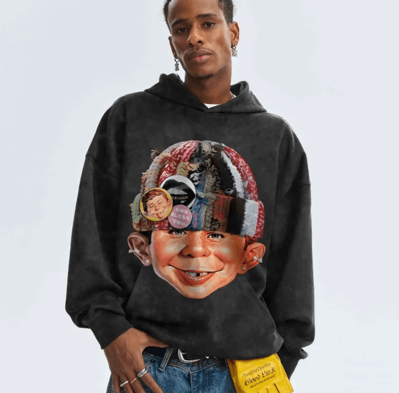 VIBE 24 retro cartoon print washed hoodie Size US M / EU 48-50 / 2 - 2 Thumbnail